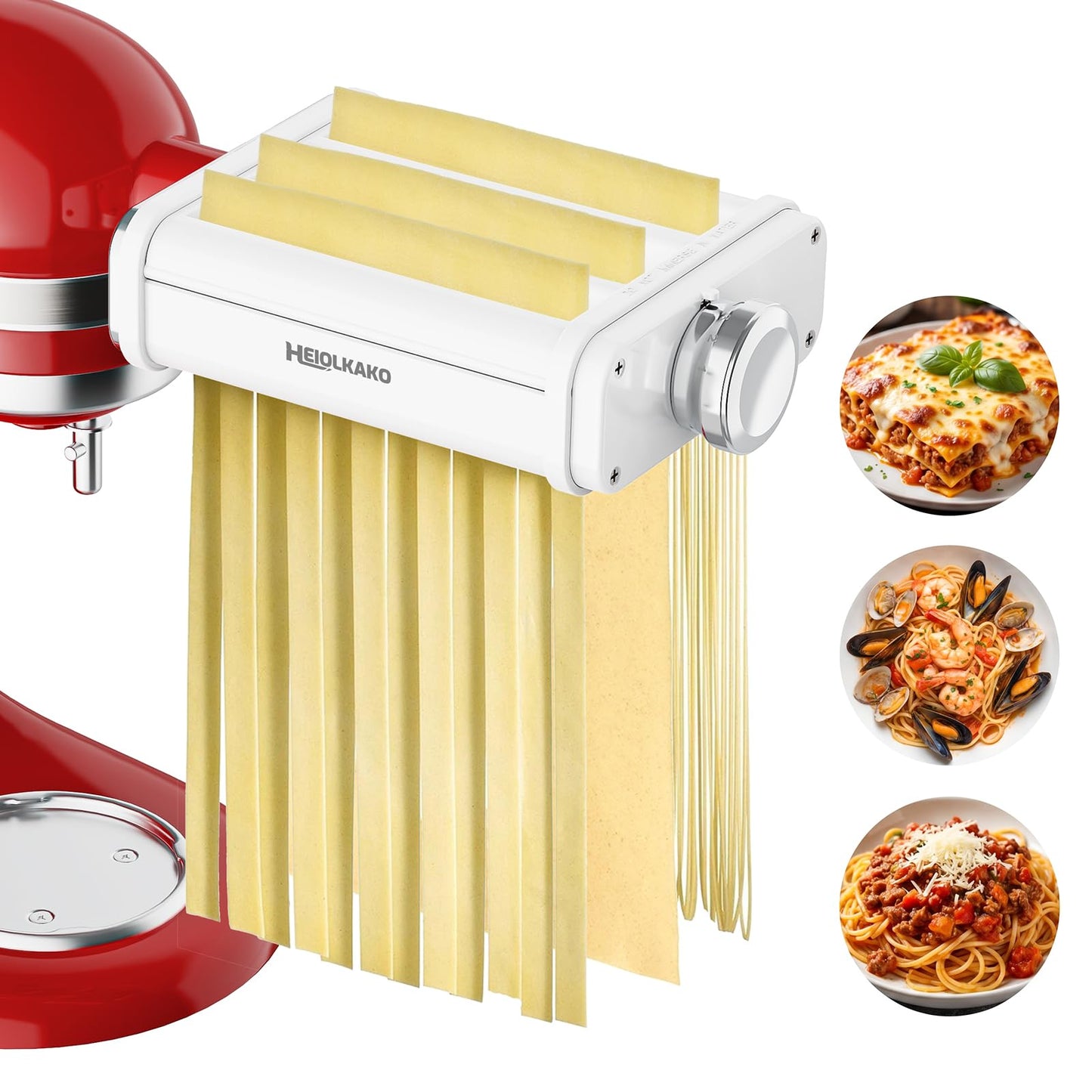 Pasta Attachment for KitchenAid Stand Mixer, 3 in 1 Set Pasta Maker KitchenAid Attachment Includes Spaghetti Cutter, Pasta Sheet Roller and Fettuccine Cutter, Attachment for Kitchen aid Mixers