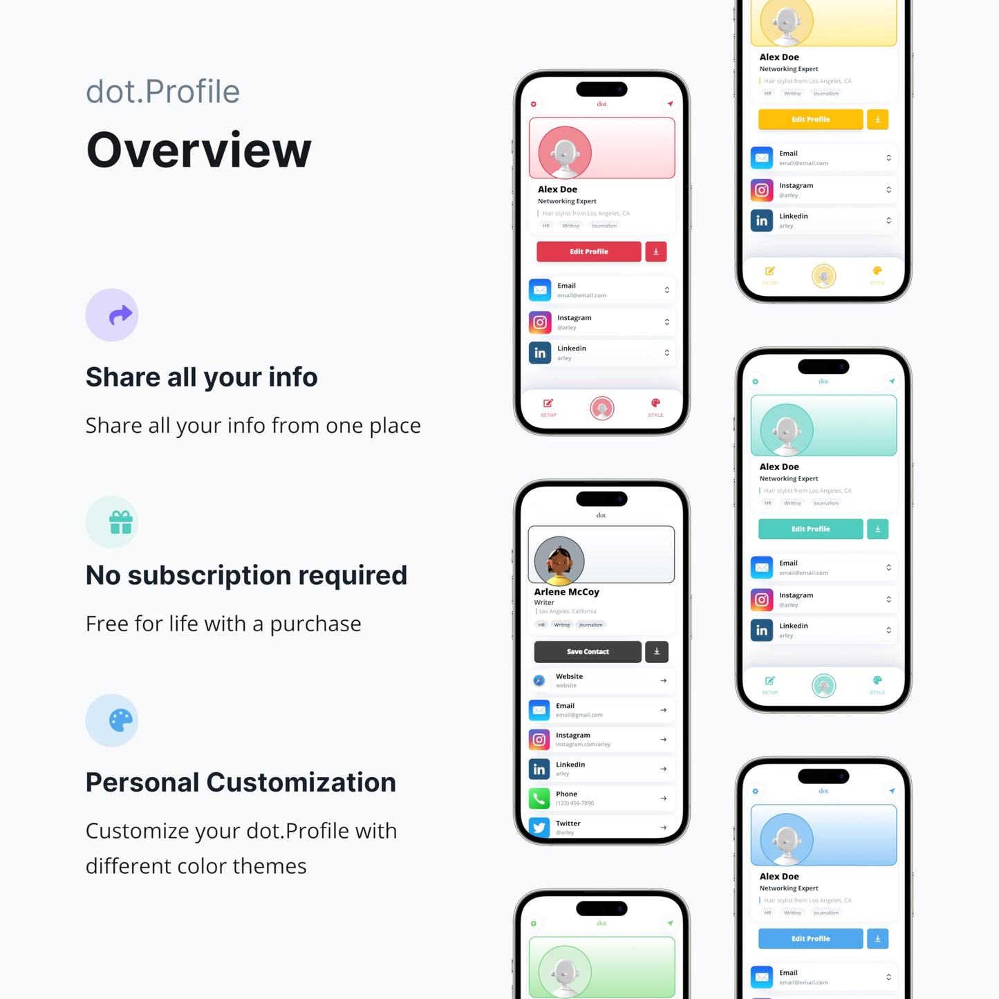 dot. Card Metal - Digital Business Card - Tap Compatible with iPhone & Android (Black)