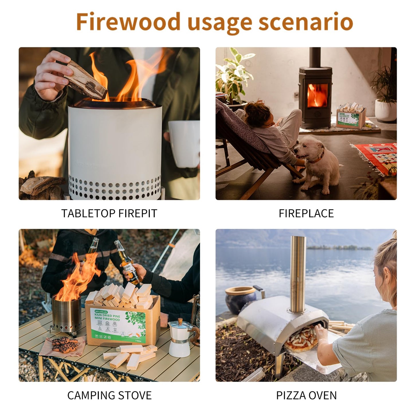 WFLUOLUO 4" Lengths Mini Fire Sticks Wood,Pine Kiln Dried Firewood,Small Barkless Kindling Logs,Solo Stove Accessories Prefect for Solo Stove Mesa,Tabletop Fire Pit,Pizza Oven,4 Lbs