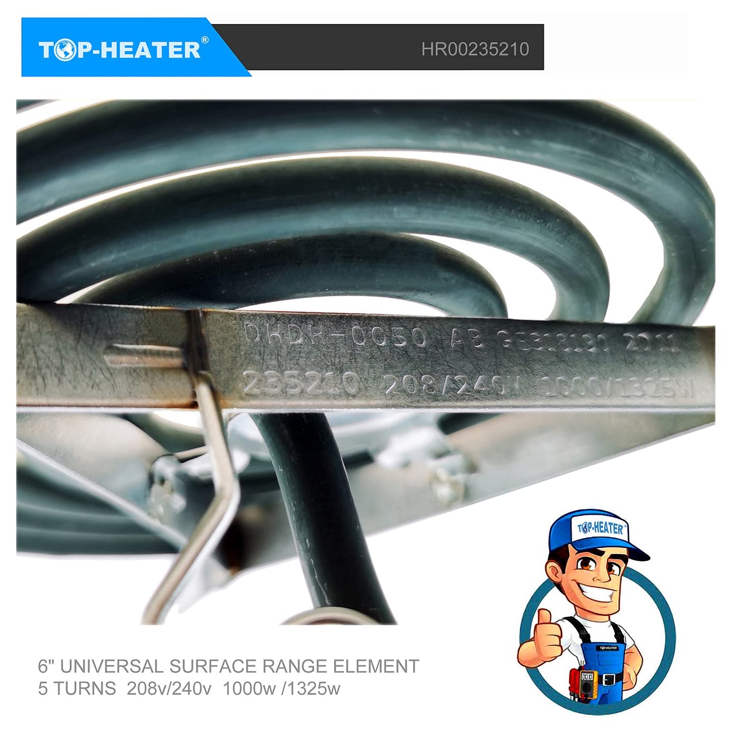 TOP-HEATER Electric Range Burner Element Unit Set 235217 8'' & 235210 6'' Replacement Match B30X359 & WB30X348 Surface element for GE Hotpoint RCA Range Stove, 4 Pack