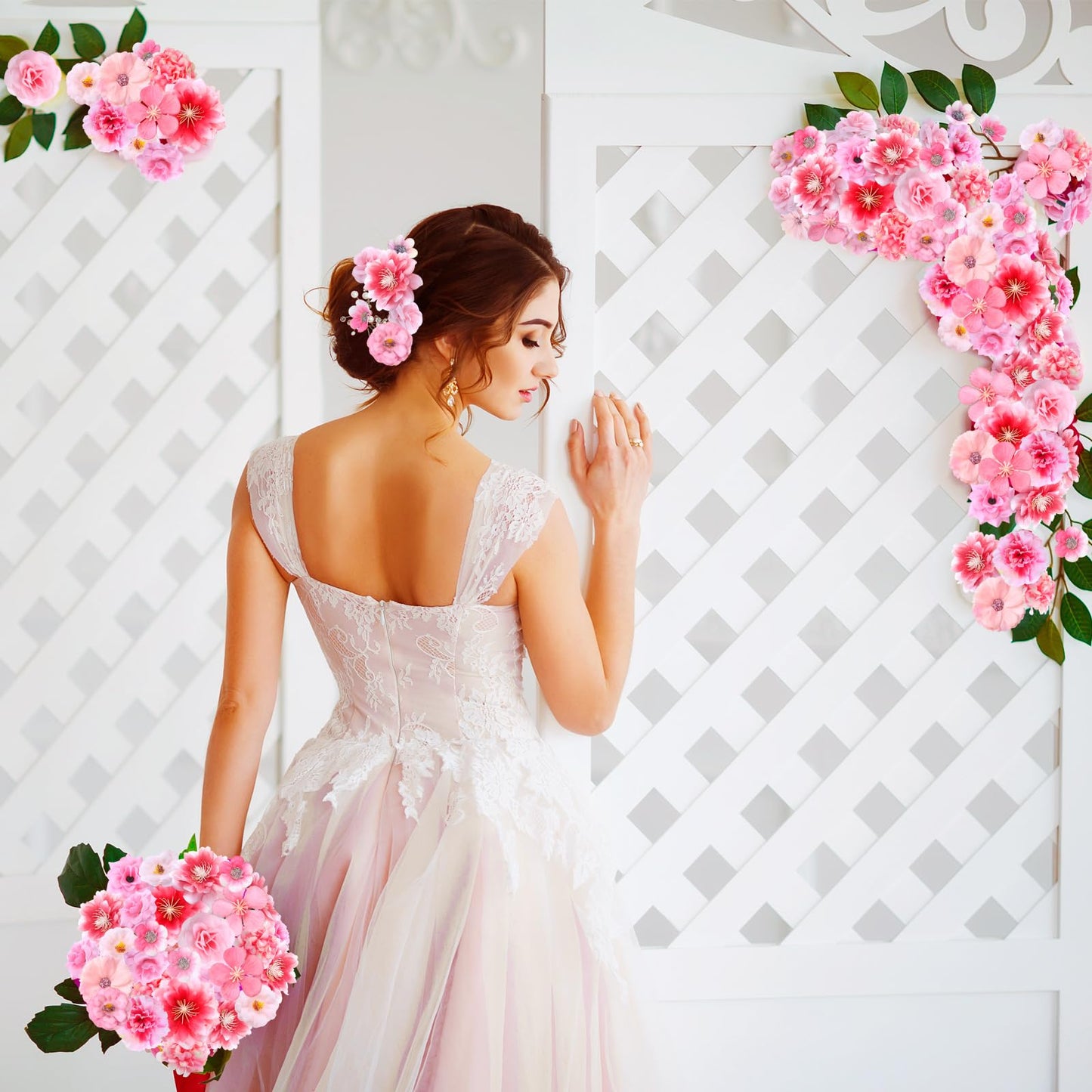Geosar 120 Pcs Artificial Flowers Bulk Mini Silk Flower for Crafts Fake Small Flowers Heads Floral Arrangement Decor for Spring DIY Wreath Wedding Bouquet Decoration(Pink,Cozy Style)
