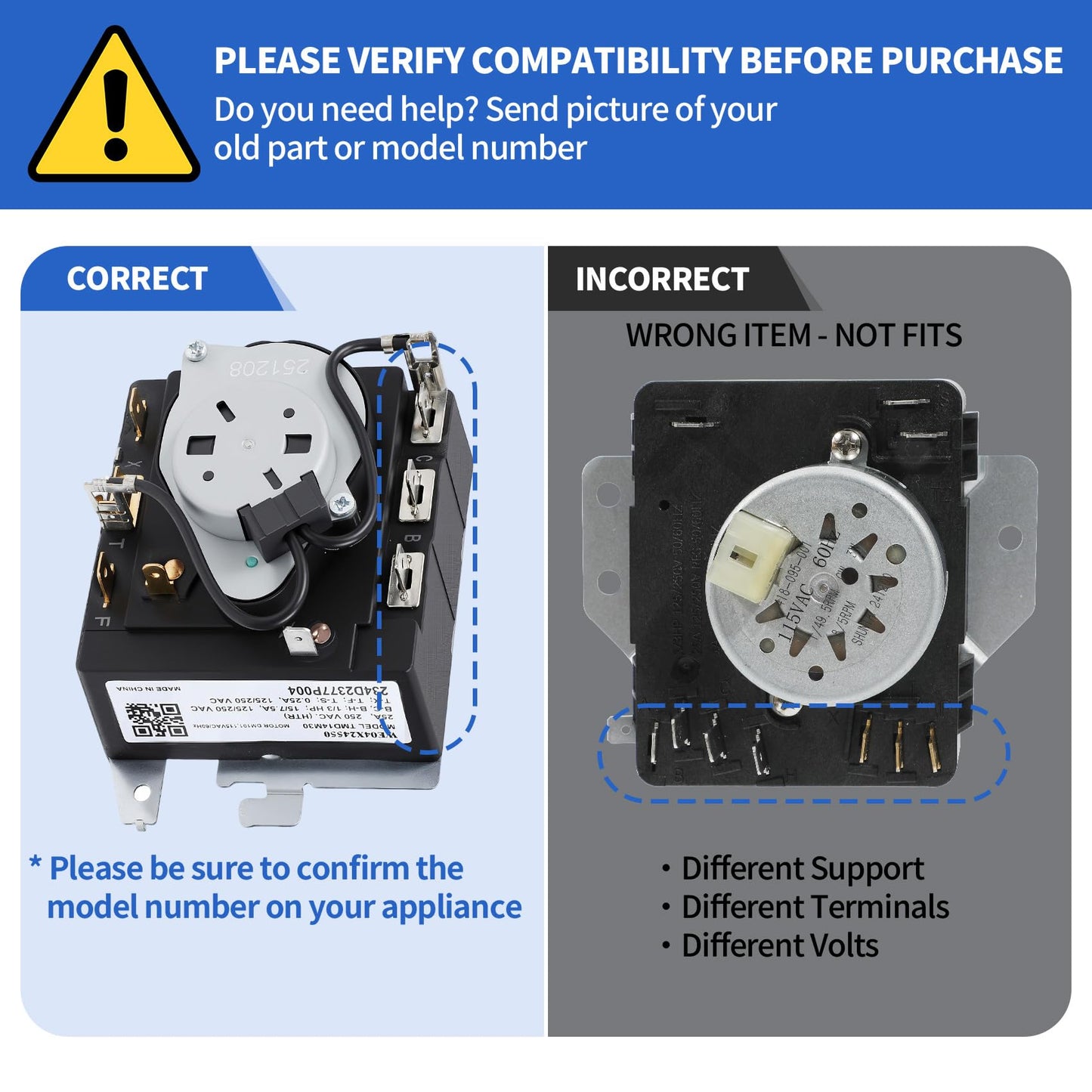 WE04X24550 234D2377P004 Dryer Timer Compatible with GE Hotpoint Dryer Timer GTD42EASJ2WW GTD48EASW0WB GTD42EASJ1WW GTD42GASJ2WW GTX42GASJ2WW, Replacement TMD14M30 WE04X24549 TMD16M12 234D2377P003