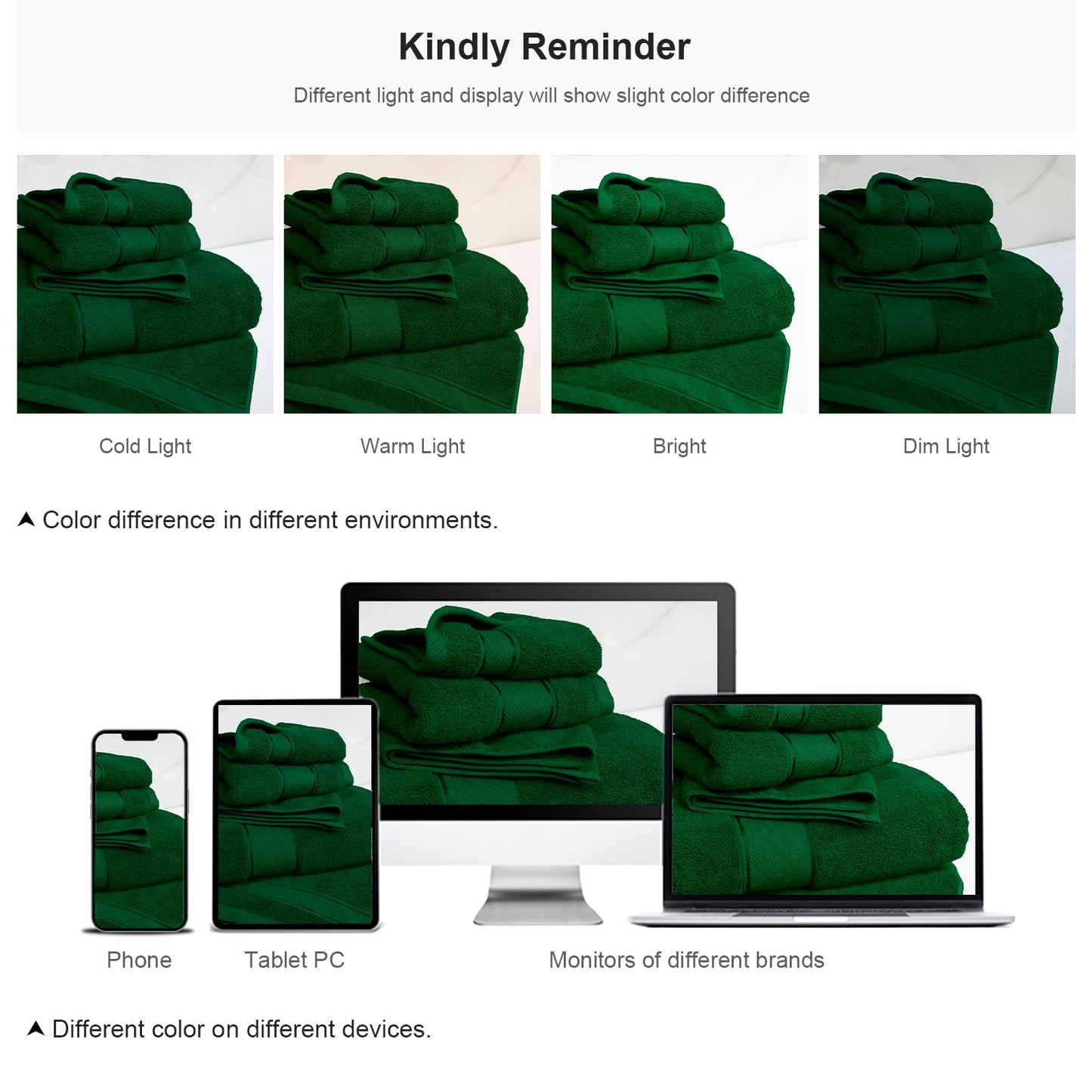 COZYART Formal Green Bath Towel Set 6 Piece, Luxury 100% Turkish Cotton 650GSM Hotel Quality, Soft, Absorbent,Towel Sets for Bathroom | 2 Bath Towels 2 Hand Towels 2 Washcloths