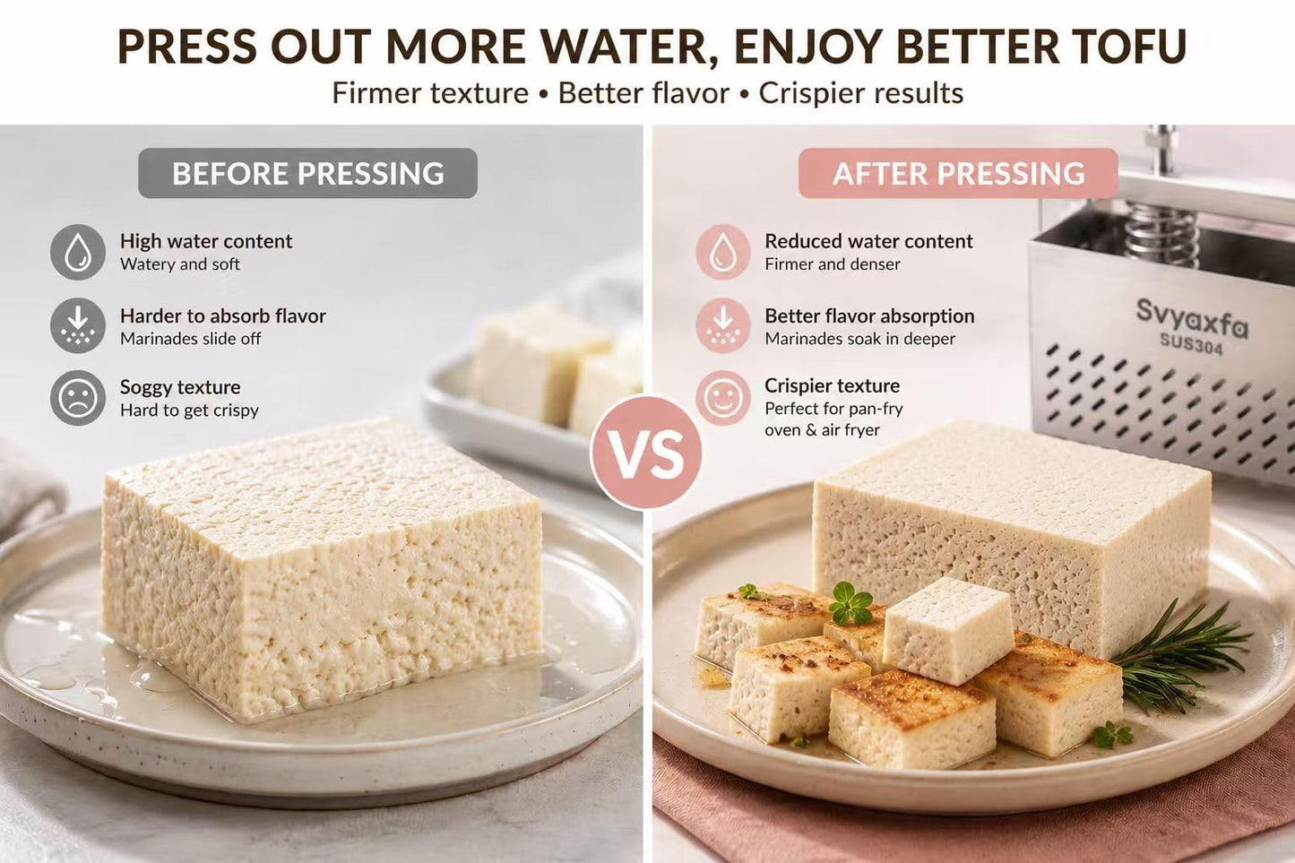 Tofu Press Stainless Steel Paneer Maker - Cheese Press for Homemade Tofu, Paneer，Easy to Use and Clean, Tofu Press Dishwasher Safe BPA Free Food Strainer