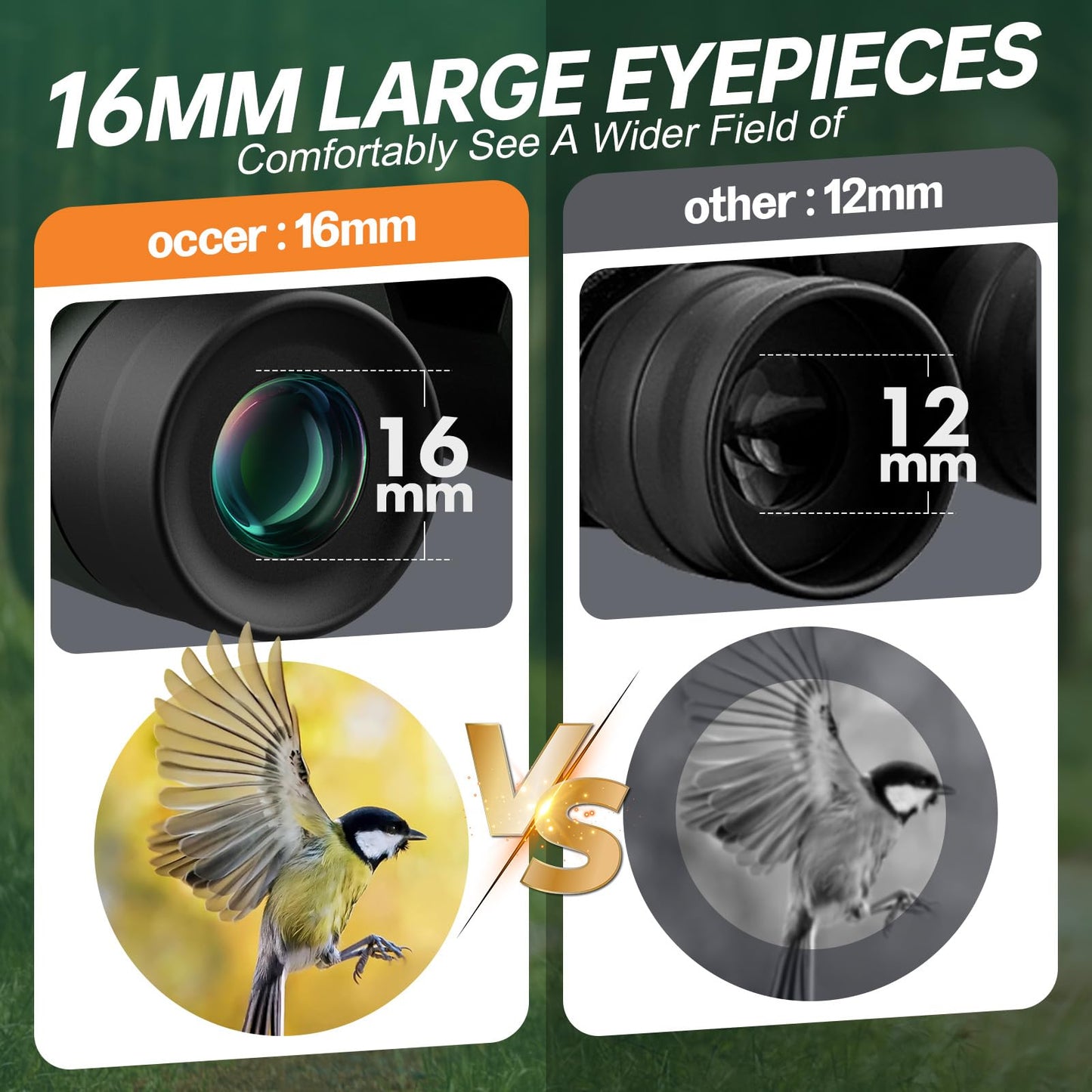 15x30 Compact Binoculars for Adults and Kids - Occer Large View High Powered Binoculars for Bird Watching - Lightweight Easy Focus Binocs with Low Light Vision for Hunting Cruise Ship Travel