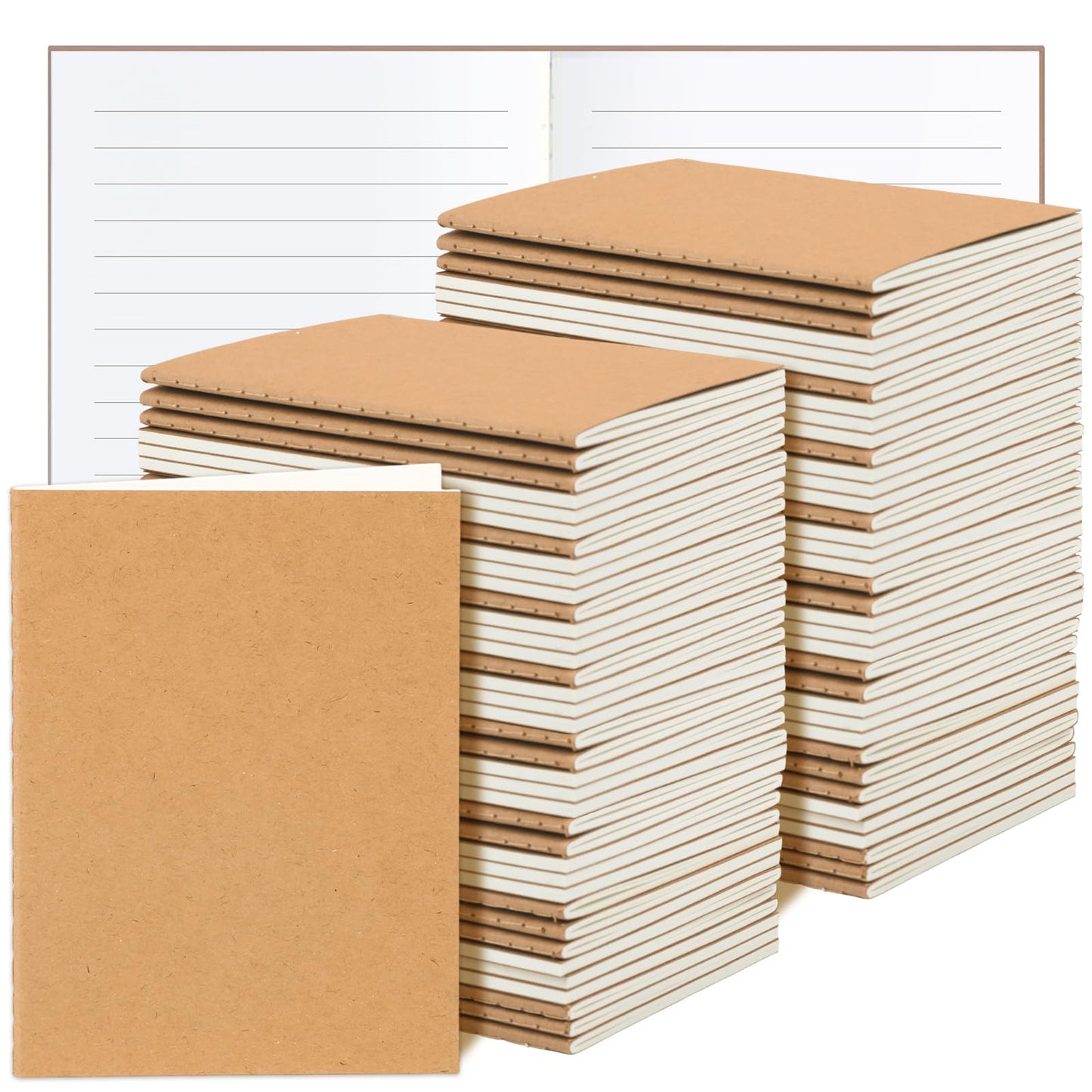 SAYAYA 48 Pack A6 Kraft Paper Small Notebooks Bulk, 4x6 Pocket Notebook with 60 Lined Pages, Mini Travel Journal, Sketchbook, Note, Memo Pads for Gifts, Students, Classroom, Business, Office Supplies