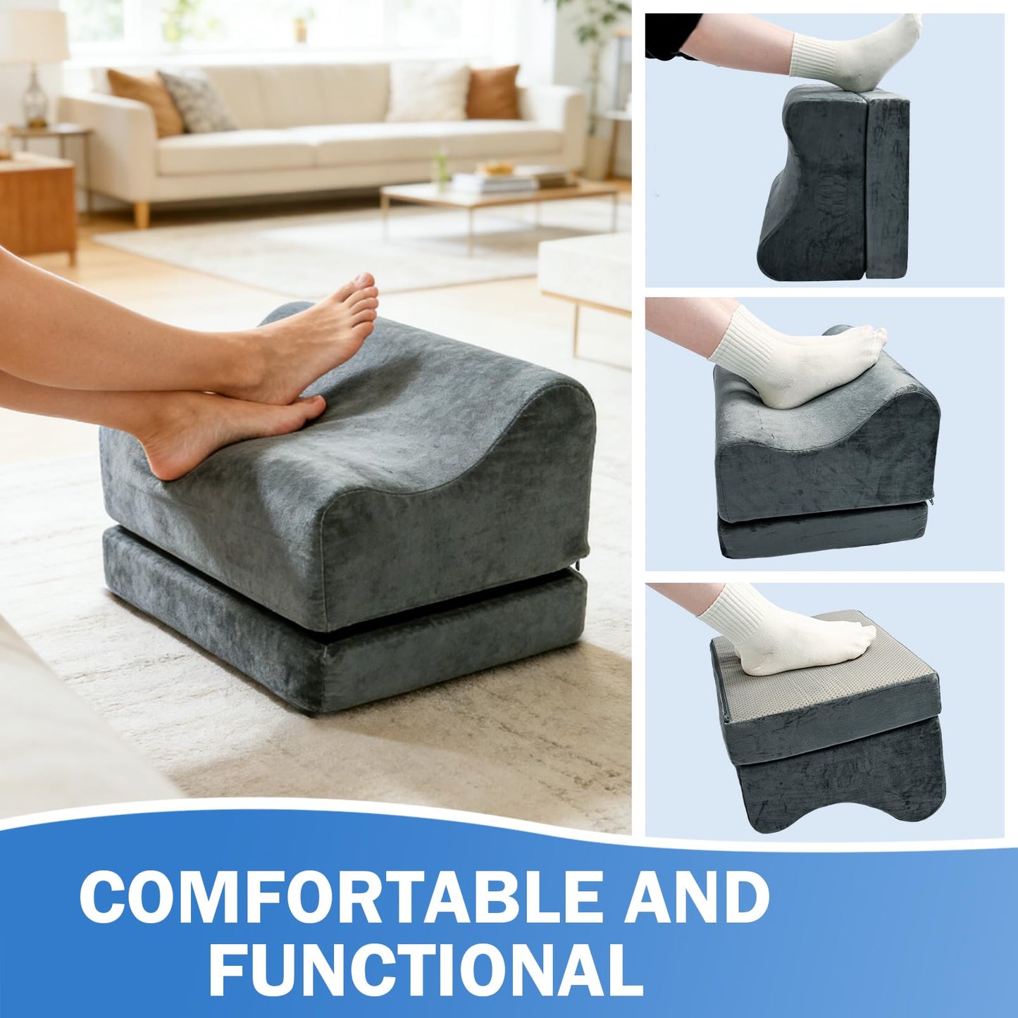 Setguopal Foot Rest for Under Desk, Adjustable Height Ergonomic Footstool for Office Chair and Gaming Chair, Supports Feet and Legs to Relieve Back Hip Fatigue, Anti-Slip Bottom