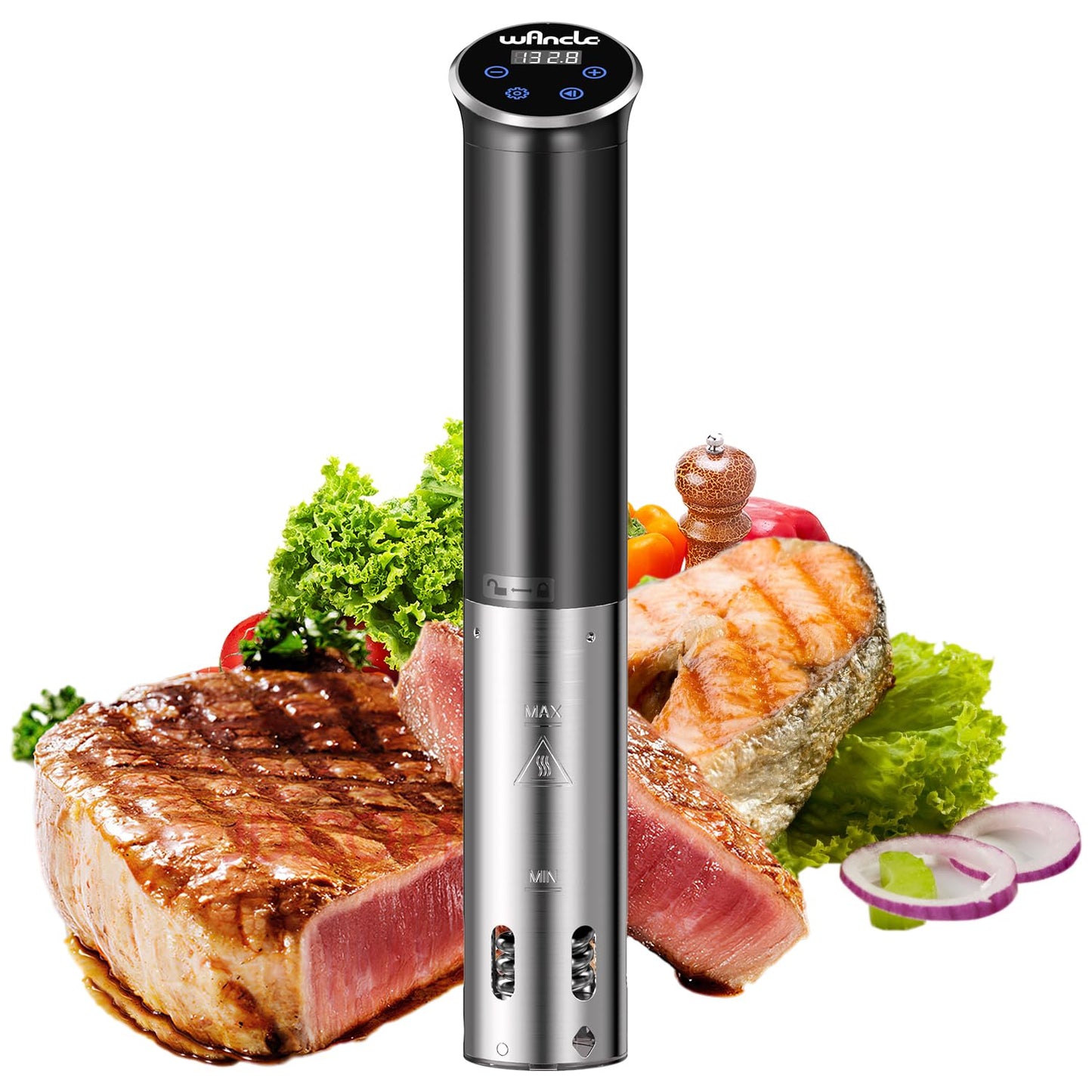 Sous Vide, Wancle 1100W Immersion Circulator, IPX7 Sous Vide Cooker, Small Space-Saving Design, Sous Vide Machines with Accurate Temperature Control, Black, 120V