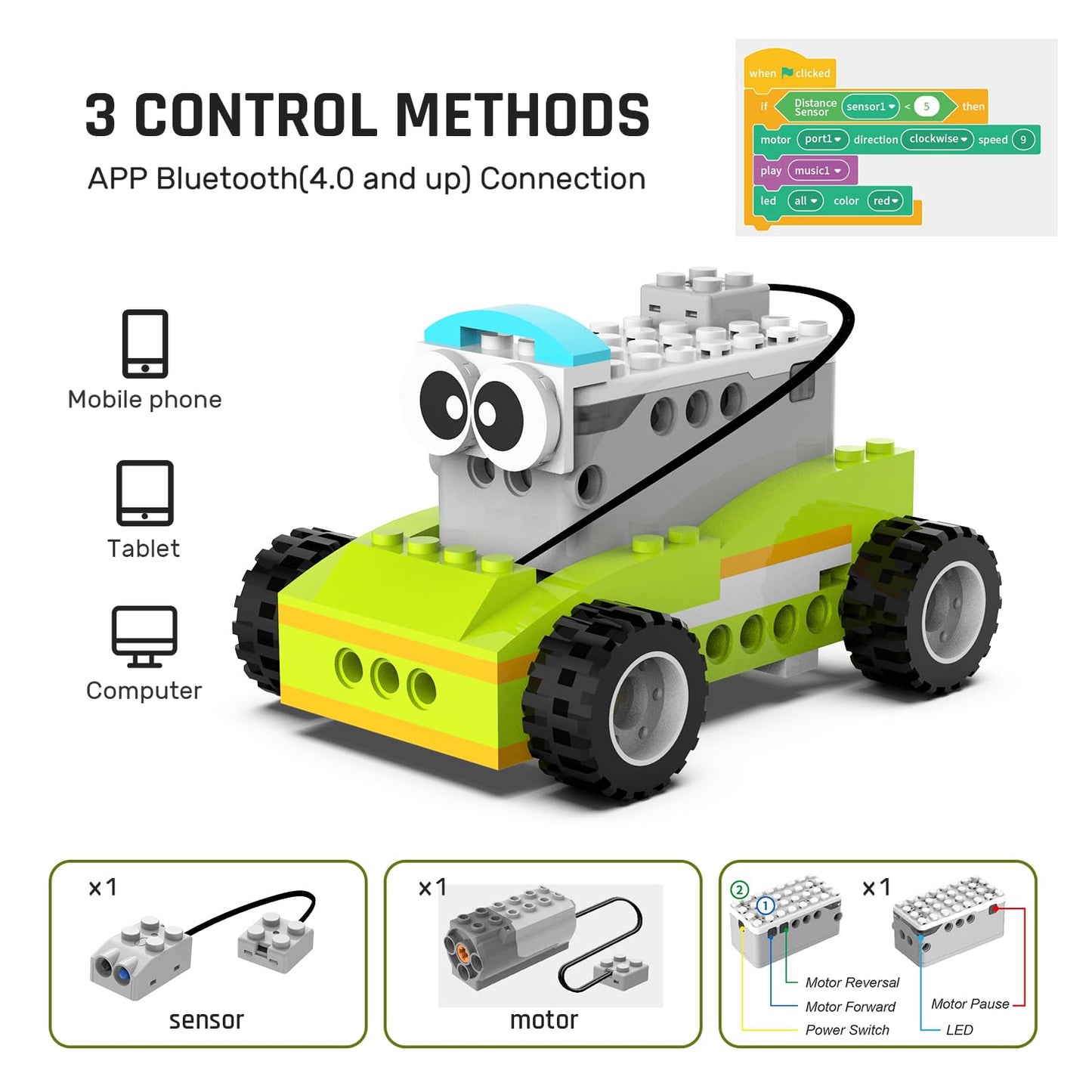 makerzoid Coding Robot Toy for Kids 6+, 100+ in 1 APP Control Robots Building Toys, Programmable Scratch Coding Kit with 23 Video Courses,Birthday Children's Day Gift for Kids (370 Blocks)