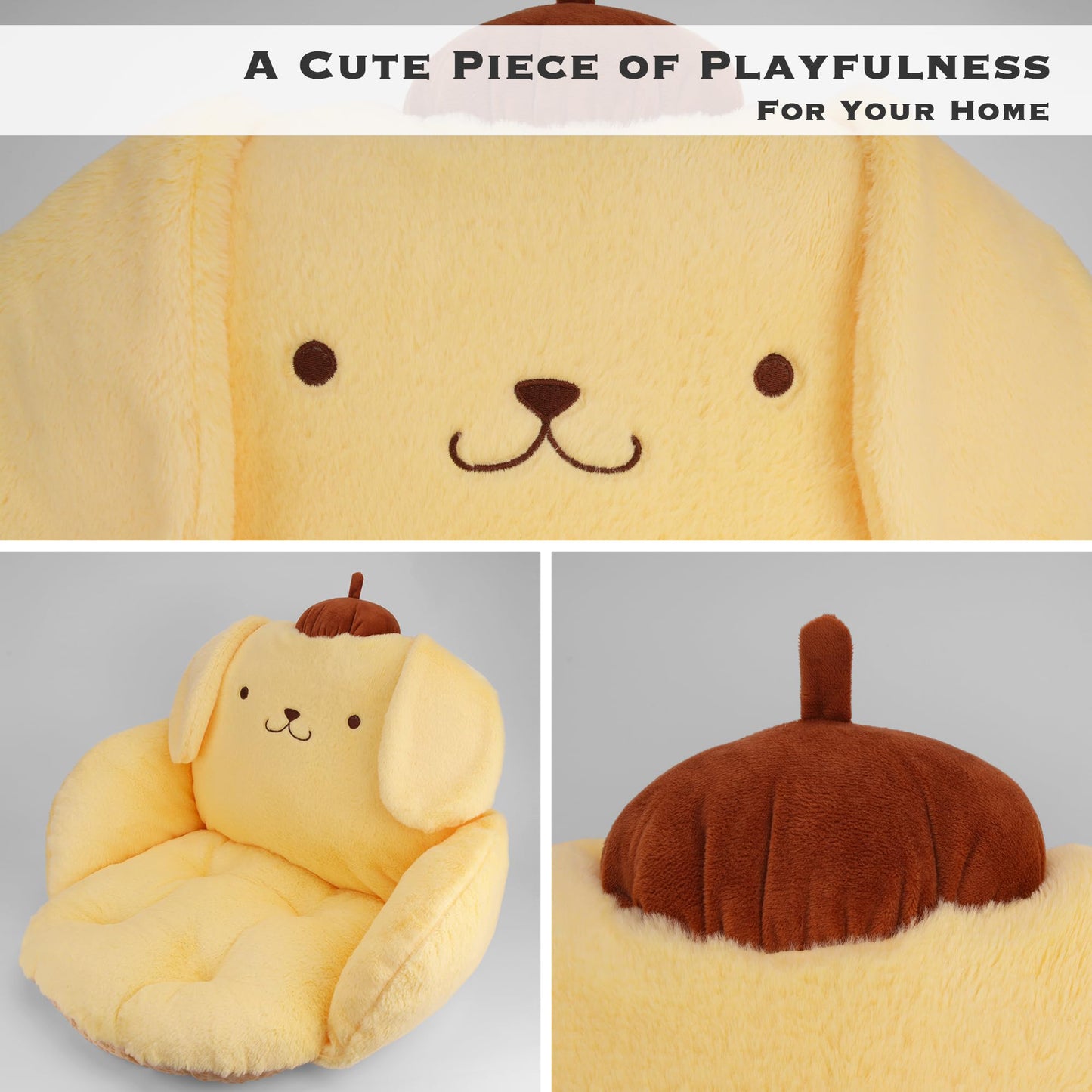 Juju Yellow Kawaii Cushion - Kawaii Room Decor - Seat Cushions for Office Chairs - Office Chair Cushions - Car Seat Cushion - Gaming Room Decor - Gaming Desk Accessories Floor Pillow (Yellow)