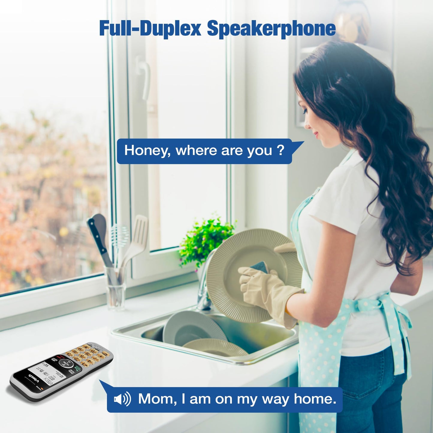 VTech 2-Handsets Cordless Phone System for Home with Call Block, Large Display & Buttons, Backlit Screen, Full-Duplex Speakerphone, Caller ID/Call Waiting, DECT 6.0, Table & Wall Mountable | CS5319-2
