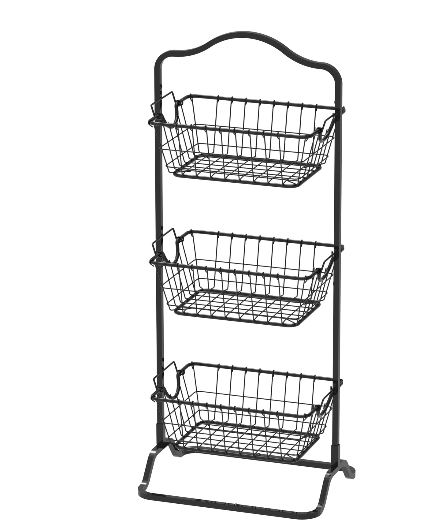 Simple Houseware 3-Tier Rigid Wire Market Fruit Basket Stand, Black