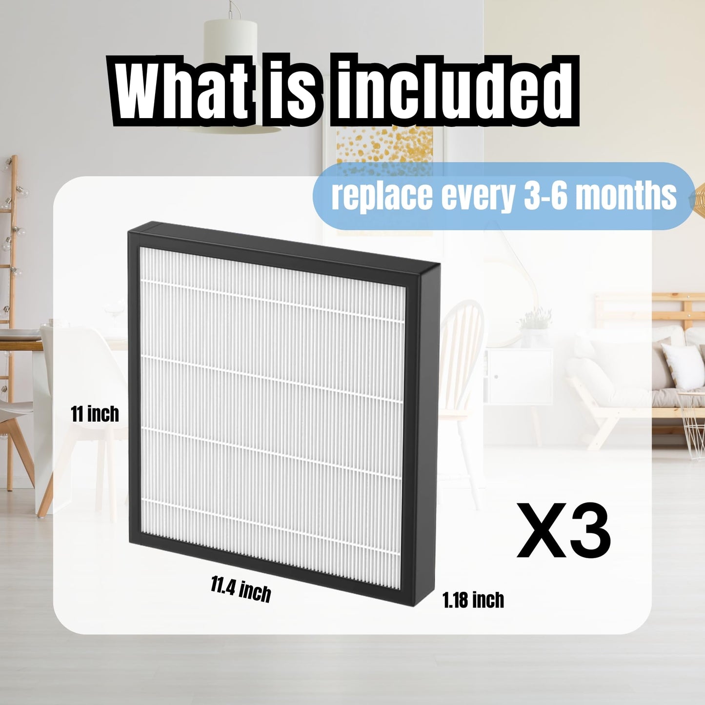 3 Pack HAP605 / HAP607 Replacement Air Purifier Filter, Compatible with Freaire & XenonLab Air Purifier, ToLife Air Purifier Filter Replacement, Activated Carbon & High-Efficiency Layered Filter