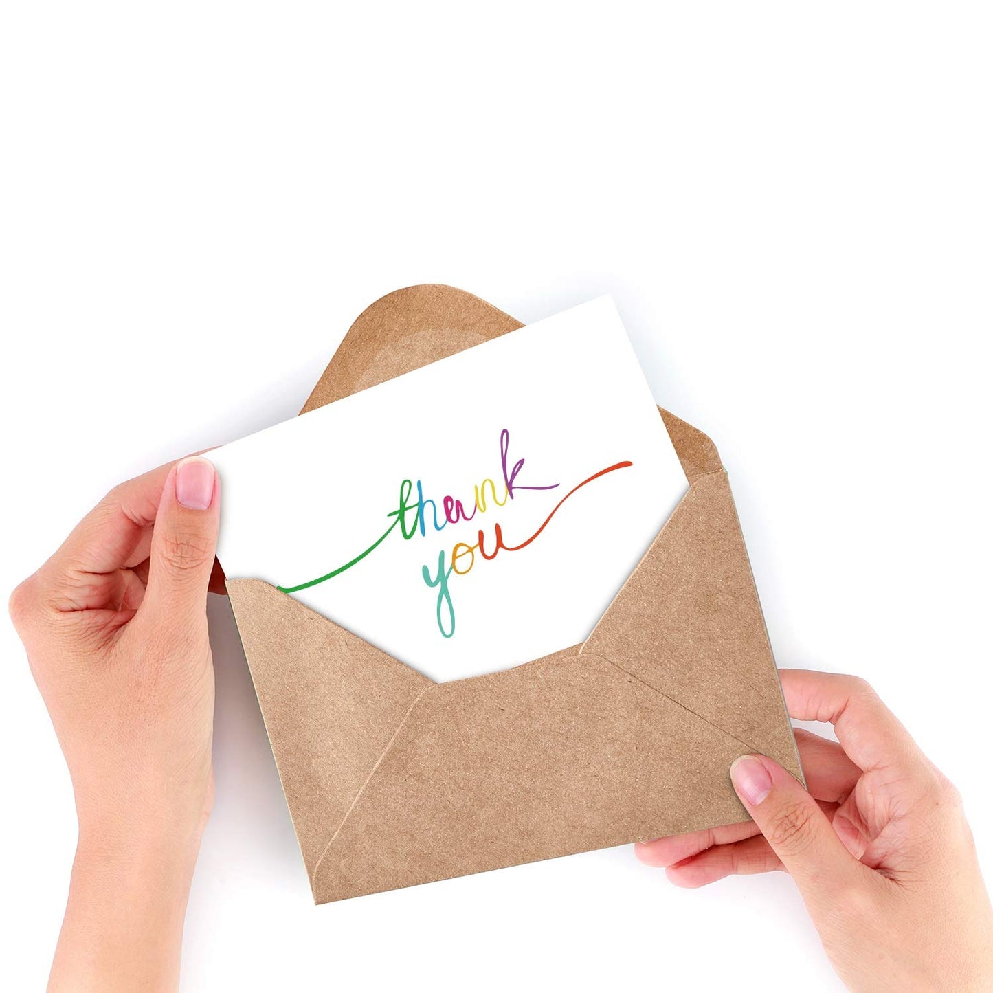 Ohuhu 144 Bulk Thank You Cards with Envelopes, Thank You Notes Box Set with Elegant 8 Rainbow Colorful Designs Greeting Card for Wedding, Business, Birthday, Baby Shower, Blank Inside, 4 x 6 Inch