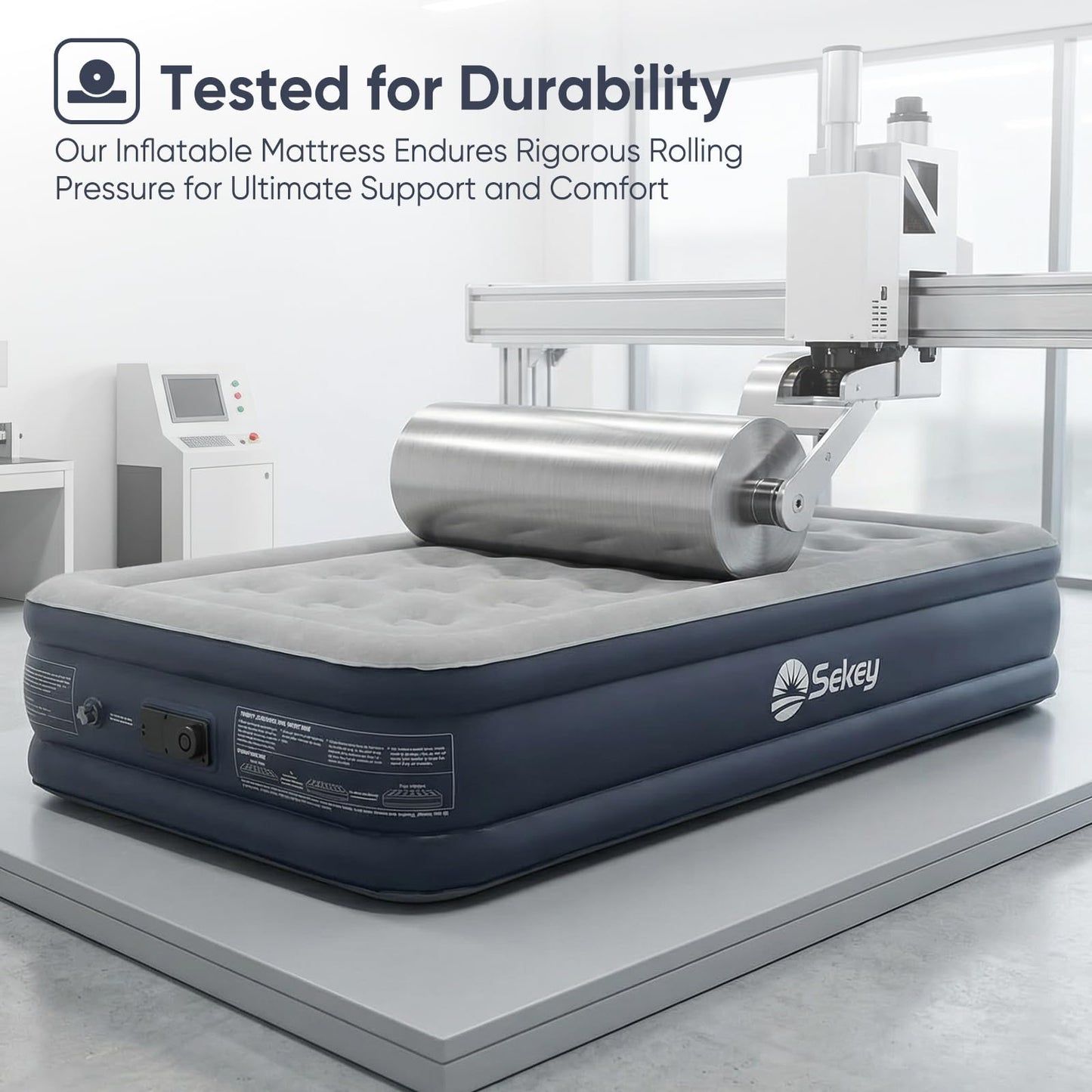 Sekey Twin Air Mattress with Built in Pump, 16" Raised Compact Blow up Mattress, Inflatable Mattress for Camping Guest Home, Portable Travel Air Bed, 3-Min Quick Inflation Deflation, Colchon inflable