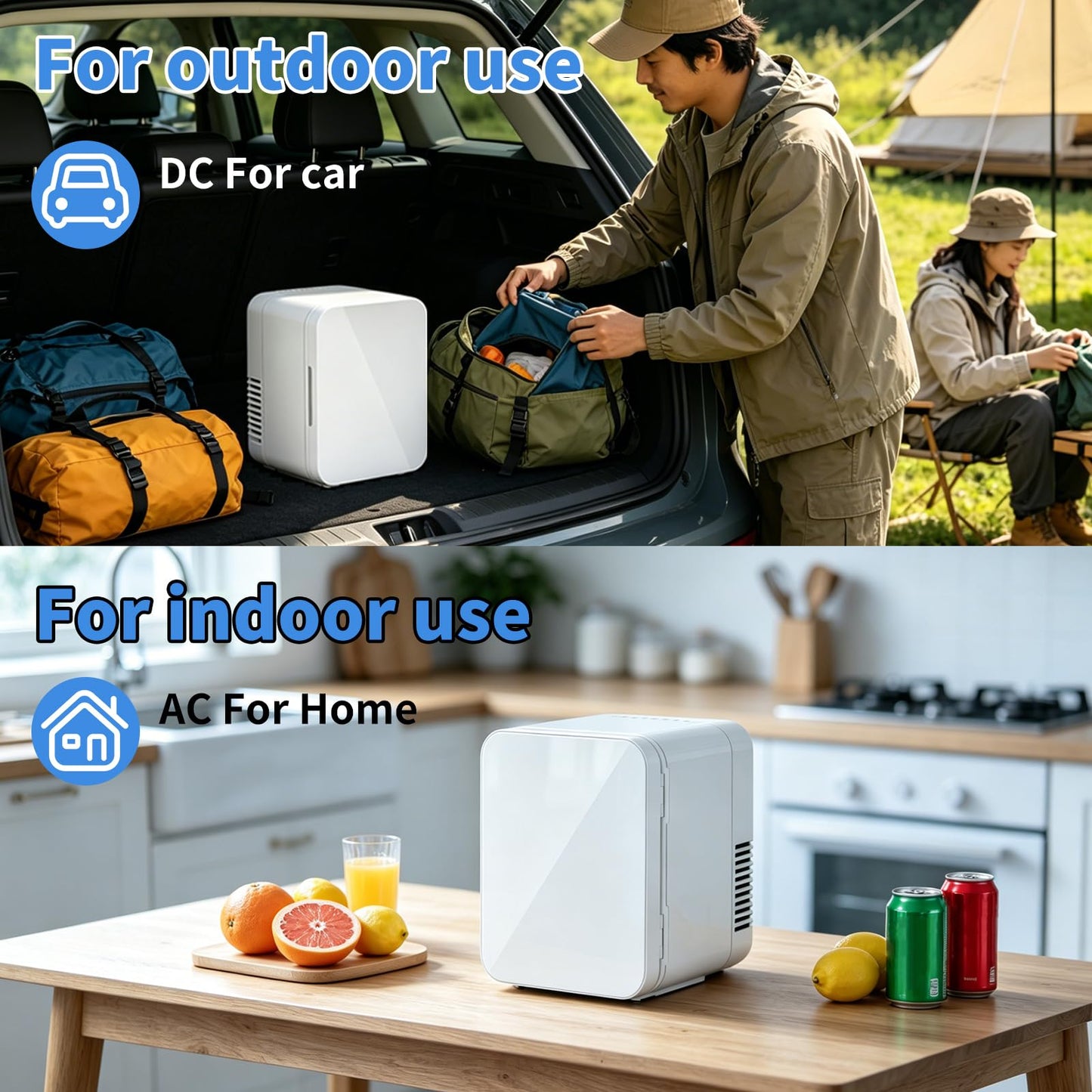 ENANCAX Mini Fridge for Bedroom - Portable 4 Liter/6 Can Cooler & Warmer for Skincare, Cosmetics, Makeup, Medicine & Food - Small Refrigerator with AC/DC Power for Home, Car, Dorm & Office