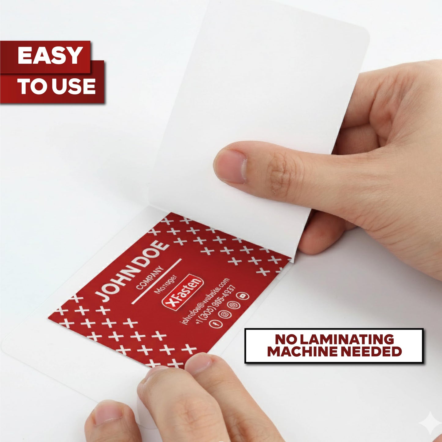 XFasten Self Seal Laminating Pouches Business Card Size 4-Inch x 3-Inch 100-Pack, 10 Mil Business Card Laminating Pouches Non-Yellowing Self Sealing Laminating Sheets Business Card Size