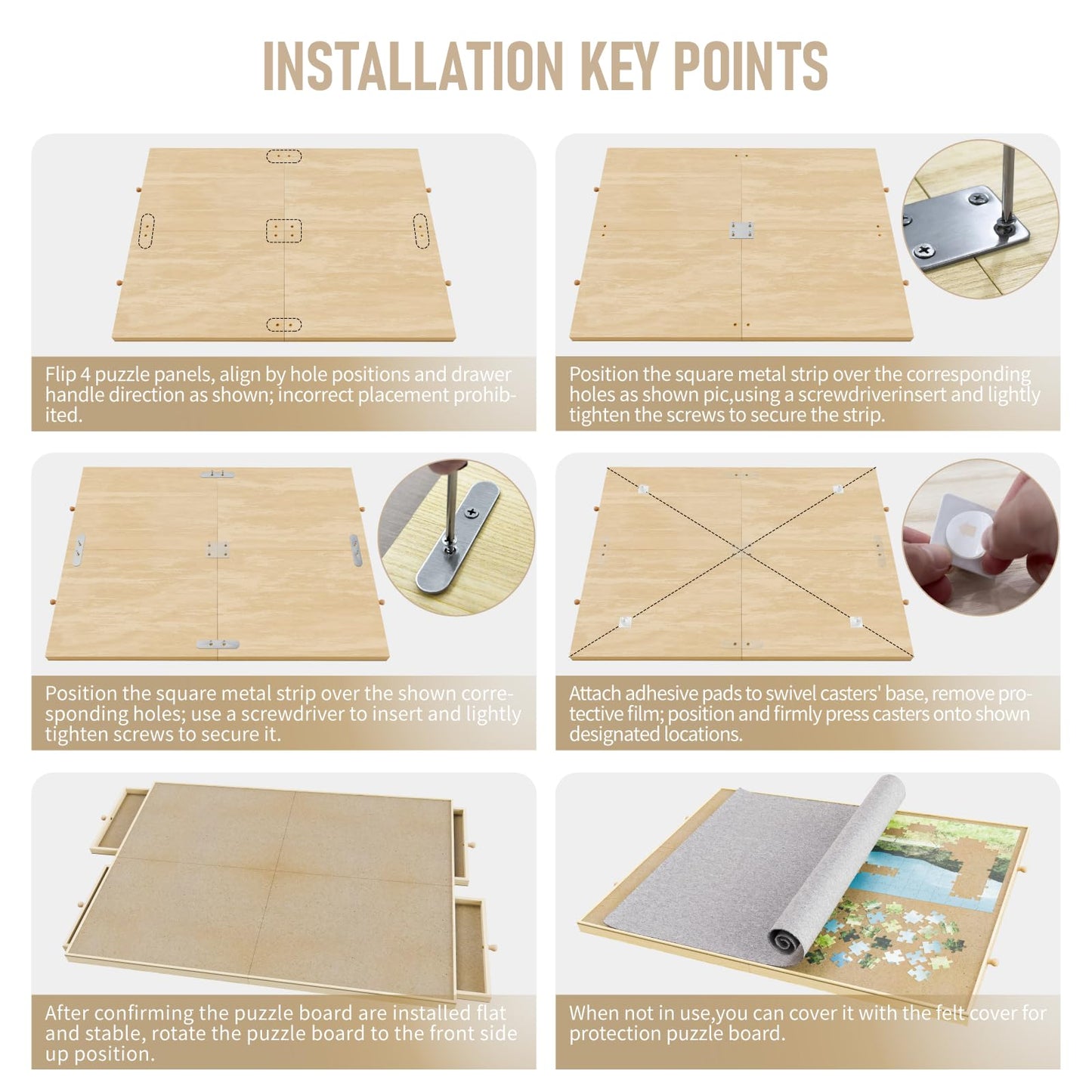 1500 Piece Rotating Puzzle Board, 25"x33" Jigsaw Puzzle Table with Drawer Storage and Puzzle Cover，Portable Puzzle Board for Adults