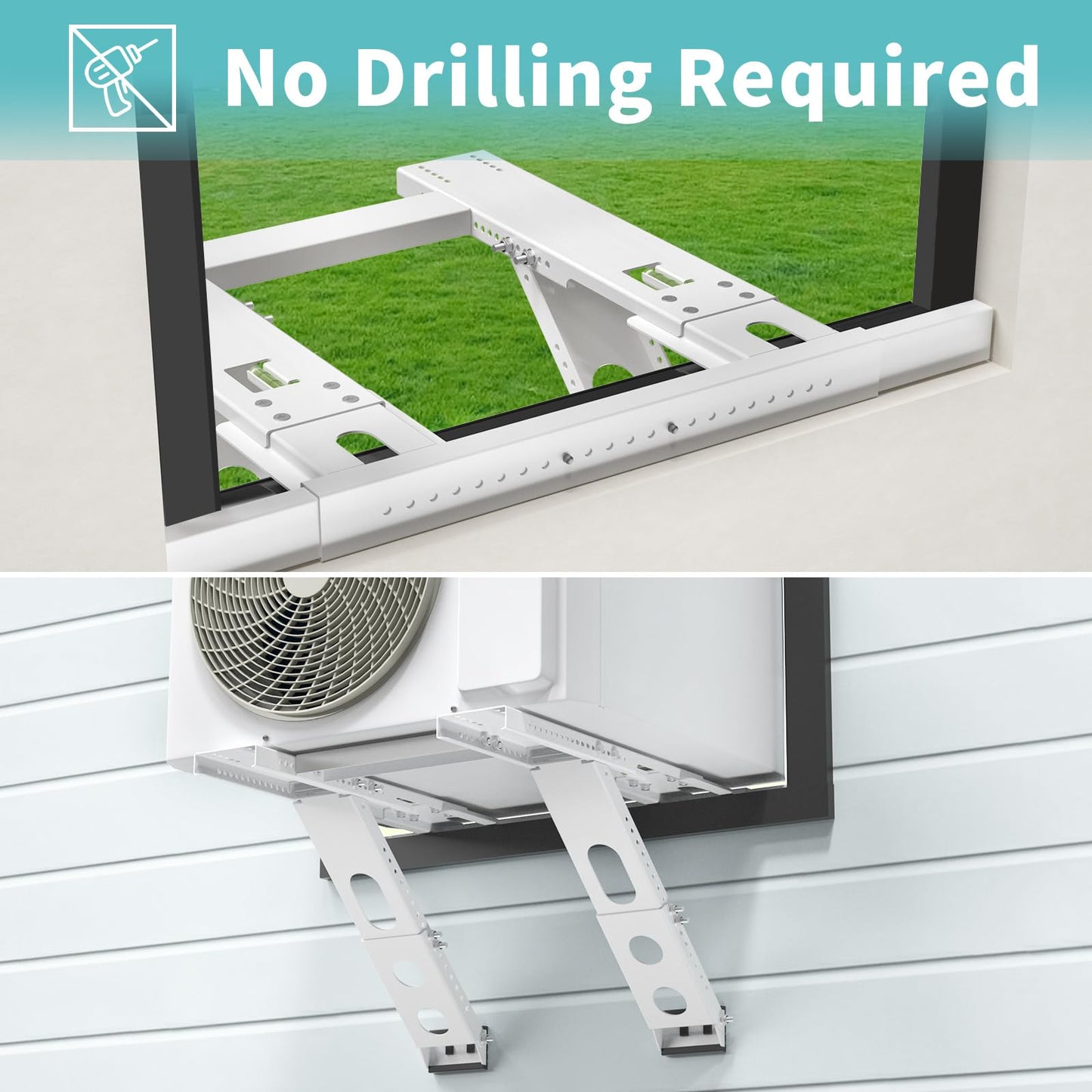 Air Conditioner Support Bracket, Adjustable Window Air Conditioner Bracket, No Drilling Heavy Duty AC Brackets for Windows