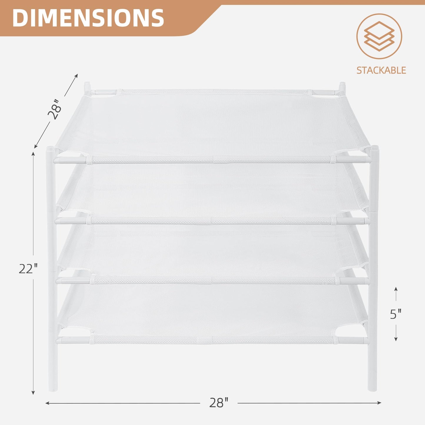 STORAGE MANIAC Sweater Drying Rack, Mesh Clothes Drying Rack, Stackable Laundry Drying Rack, Lay Flat Dryer for Delicates, Portable Dry Rack for Indoor or Outdoor, White, 4-Pack
