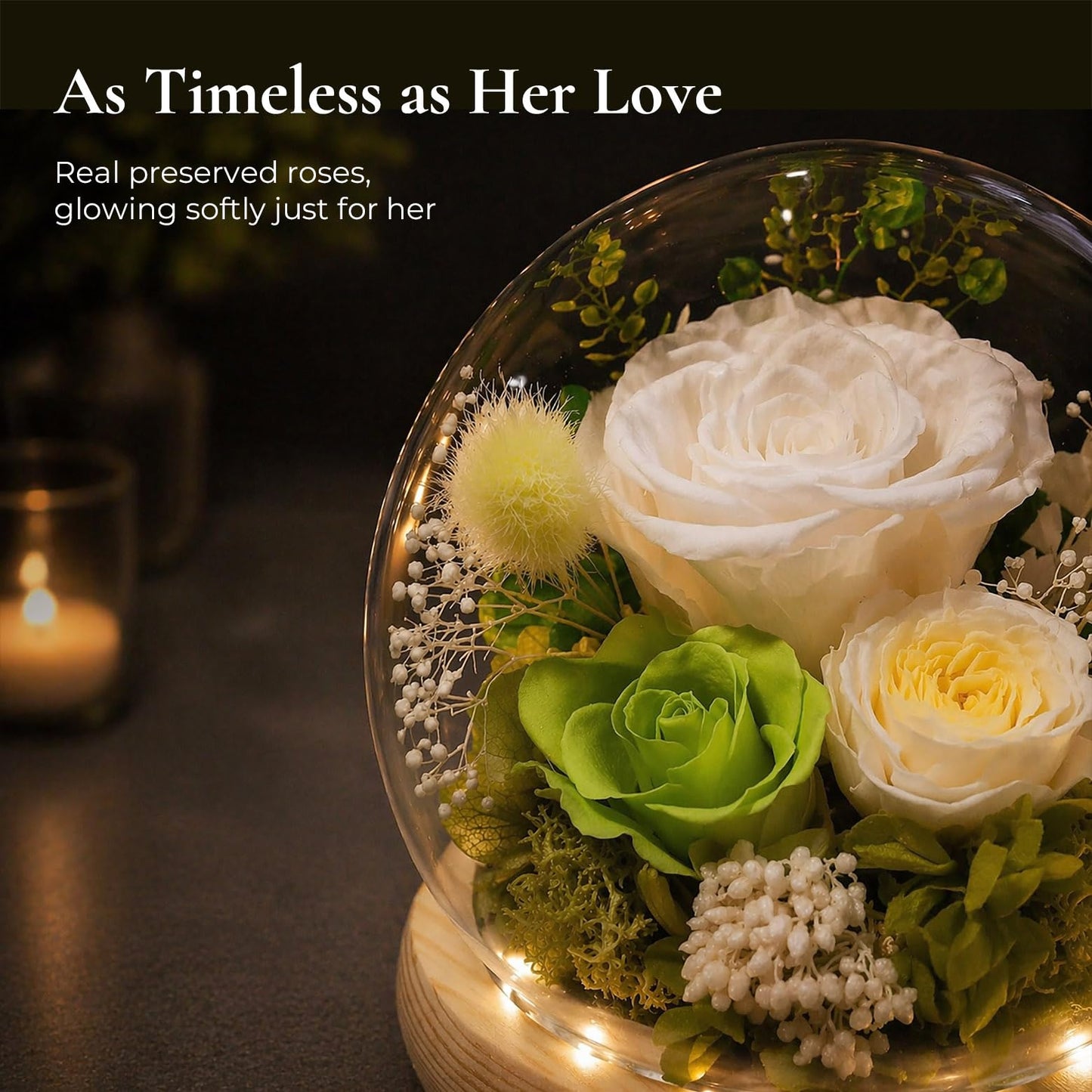 FIACO Gifts for Mom Mothers Day Women Birthday Preserved Flowers in Glass Dome Forever Fresh Flowers for Delivery Eternal Roses Gifts for Grandma Wife Daughter Friends