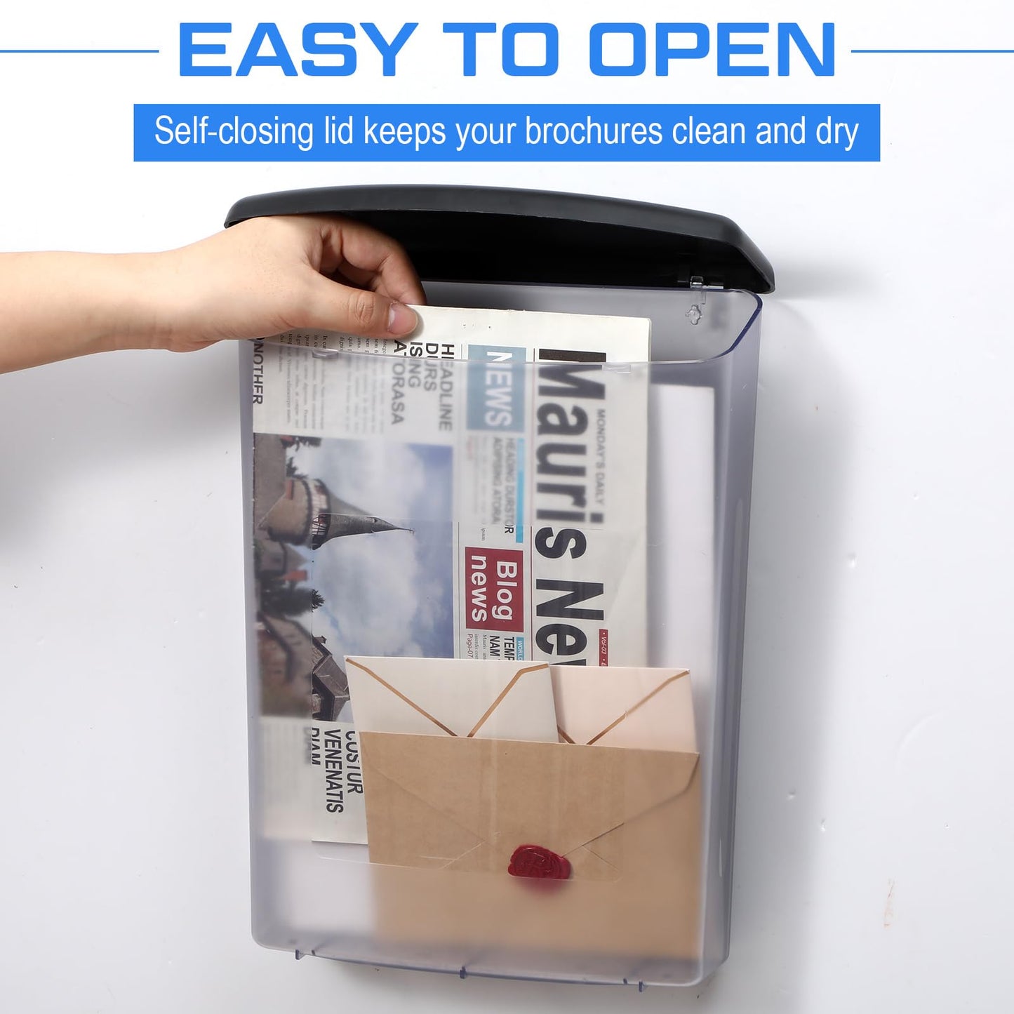 Menkxi 3 Pcs Outdoor Estate Brochure Box Plastic Brochure Waterproof Wall Mount Flyer Holder Mail Box Business Card Holder for Office Store Estate Supplies (Black)