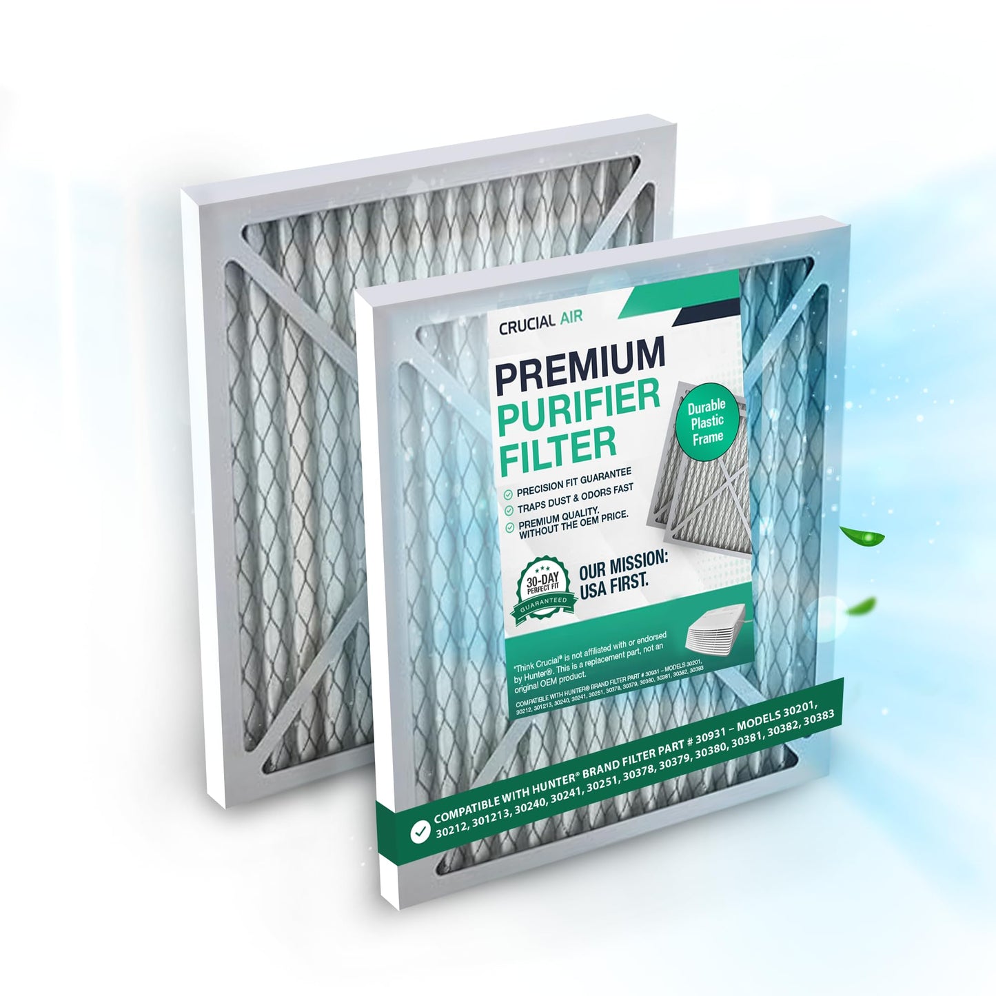 Crucial Air Purifier 2 Filters – Compatible with Hunter® Brand Filter Part # 30931 – Models 30201, 30212, 301213, 30240, 30241, 30251, 30378, 30379, 30380, 30381, 30382, 30383 – (2 Pack)