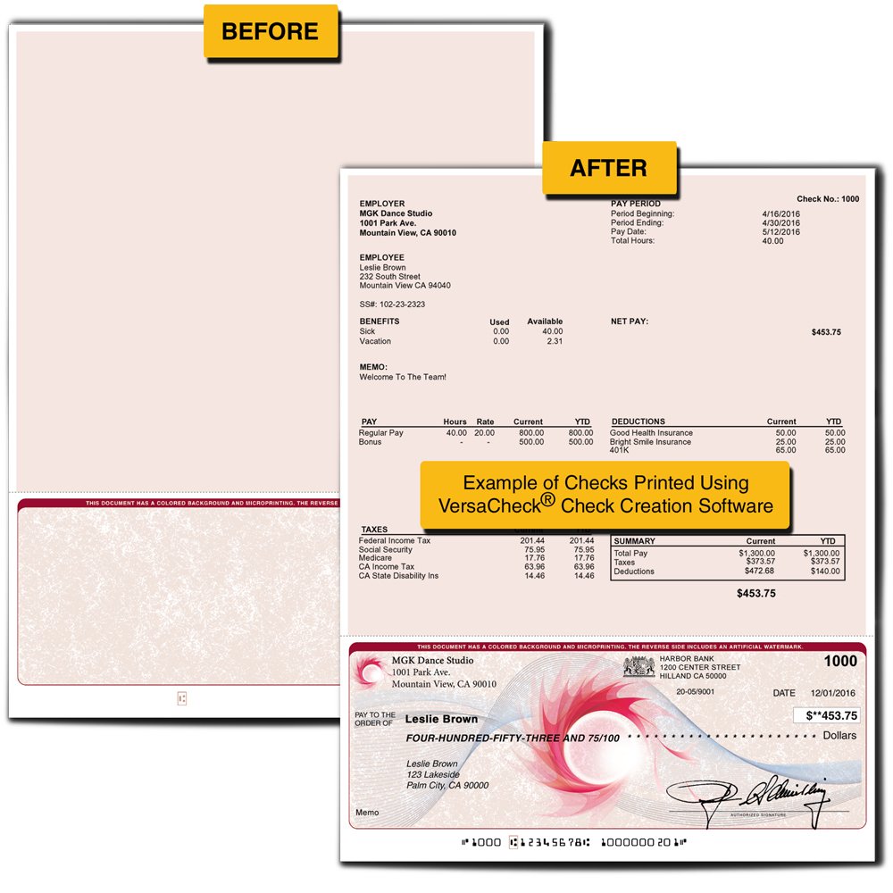VersaCheck Secure Checks - 250 Blank Business Voucher Checks - Burgundy Classic - 250 Sheets Form #1002 - Check on Bottom