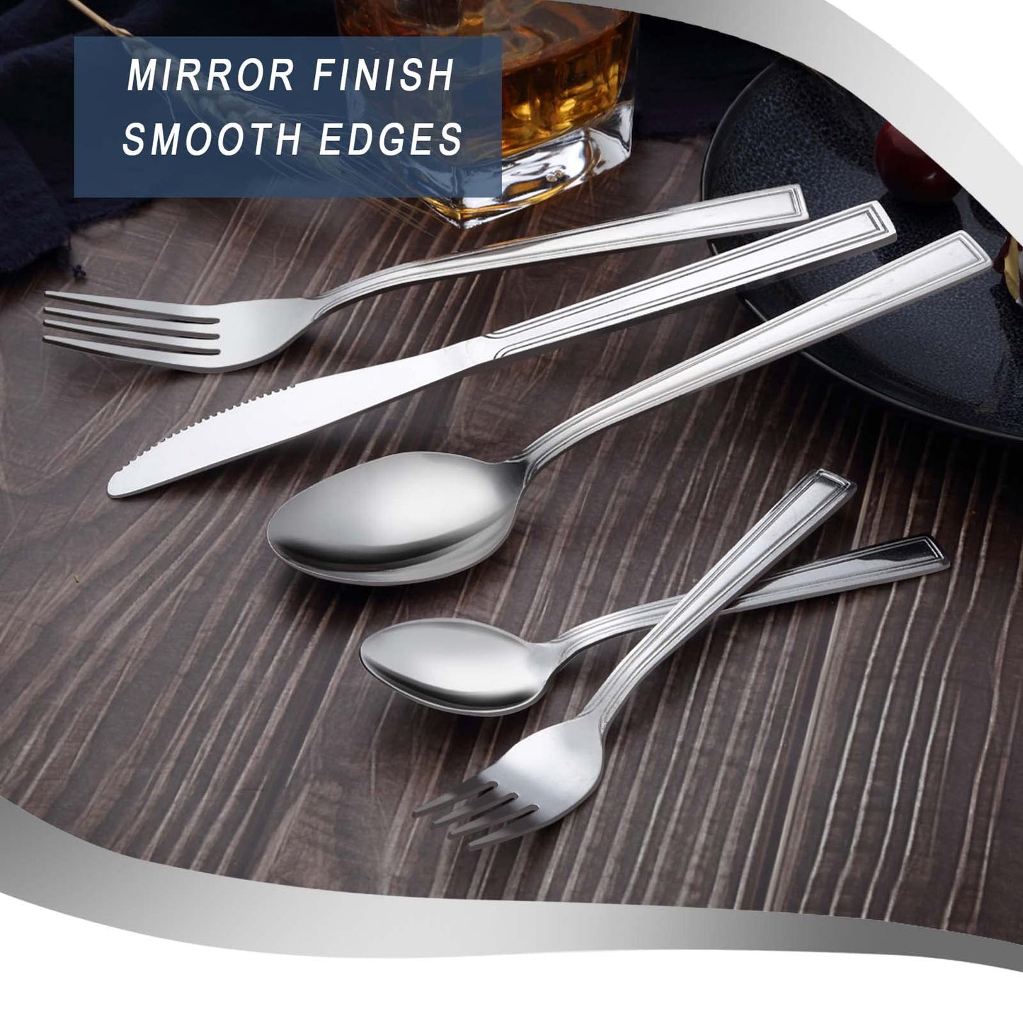 Hunnycook Silverware Set for 12-60PCS Stainless Steel Silverware Set, Include Fork Knife Spoon Set, Mirror Polished, Dishwasher Safe, Cutlery Set for Home Kitchen Restaurant