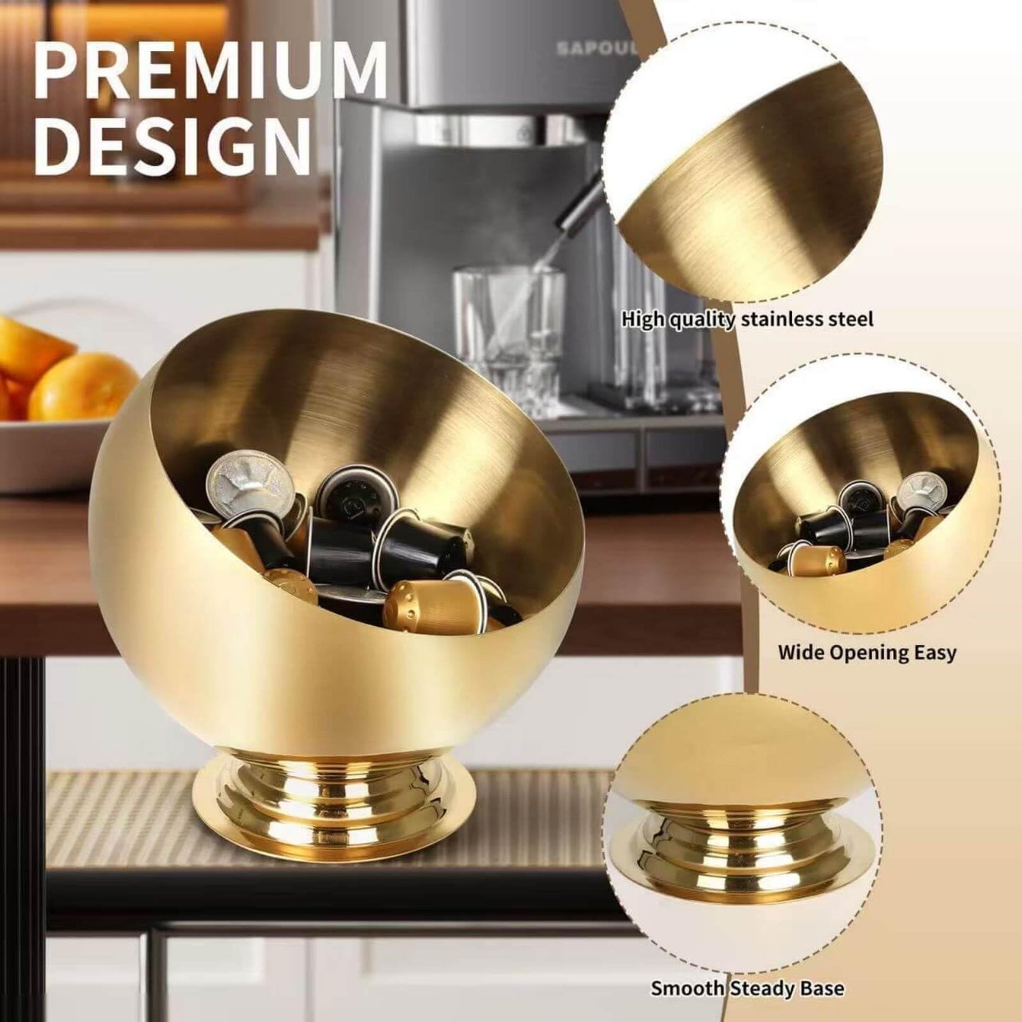 VAWNKUKN Coffee Pod Holder-Coffee Pod Storage-K Cup Holder-Espresso Pod Holder-Coffee Pod Organizer（GOLD