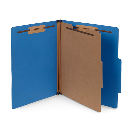 10 Dark Blue Classification Folders - 1 Divider - 2 Inch Expansions - Durable 2 Prongs Designed to Organize Standard Medical Files, Office Reports - Letter Size, Dark Blue, 10 Pack