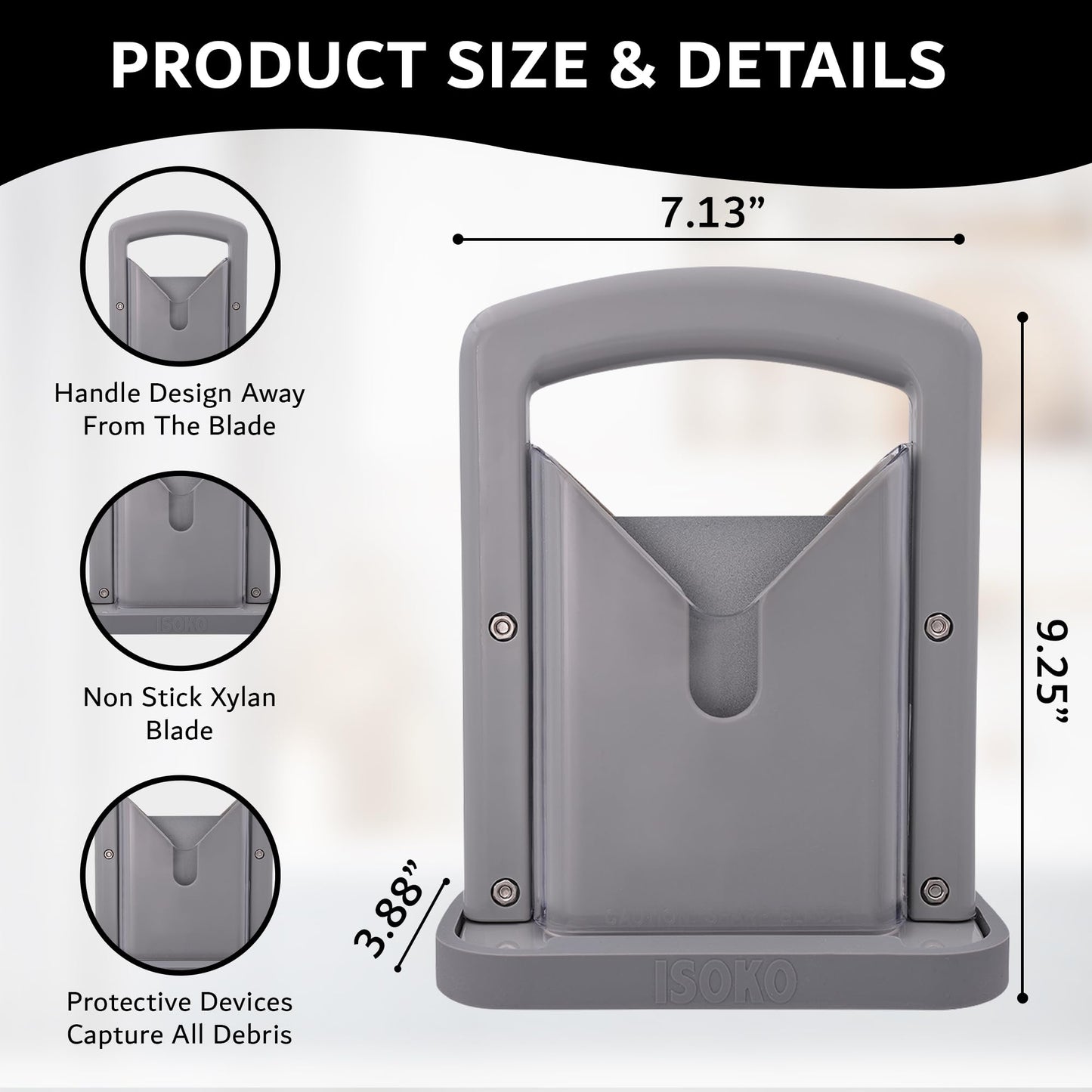 ISOKO Bagel Slicer - Premium Stainless Steel Bagel cutter, with Smooth Guillotine and Non-Slip Silicone Base for Perfect Slices Every Time for the better bagel experience. Gray