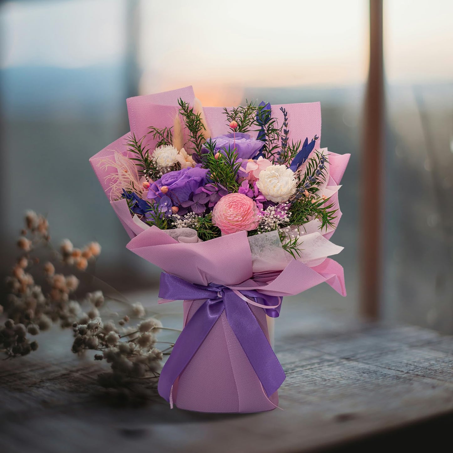 Forever Flower Gifts for Her: Romantic Flowers for Graduation-Daughter Girlfriend Wife Mom Grandma-Preserved Rose Bouquets-Flowers for Delivery Prime on Birthday Anniversary Valentines (Lilac)
