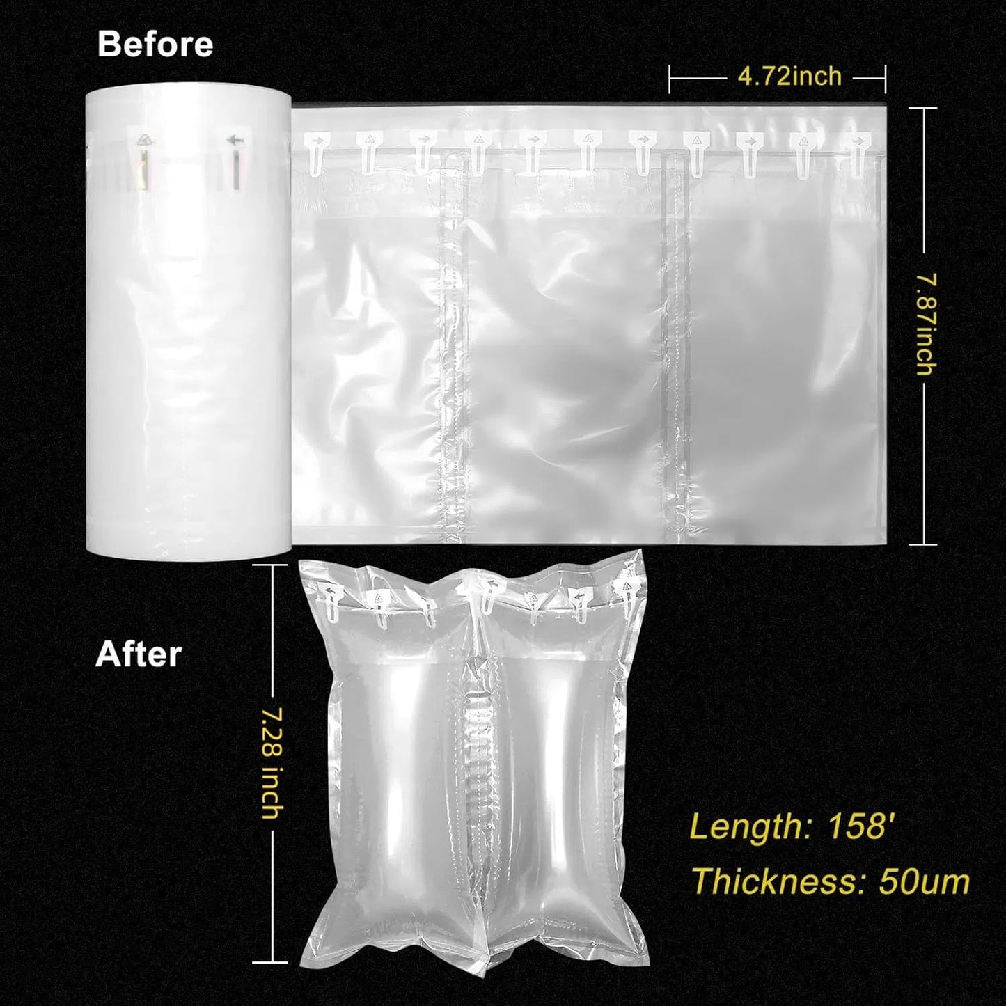 Air Bags for Packing 400 Count Inflatable Air Pillows for Shipping with pump 4.72"x7.87" Recyclable Packaging Filler Shipping Supplies Box Alternative to Packing Peanuts Purse Stuffers for Shape