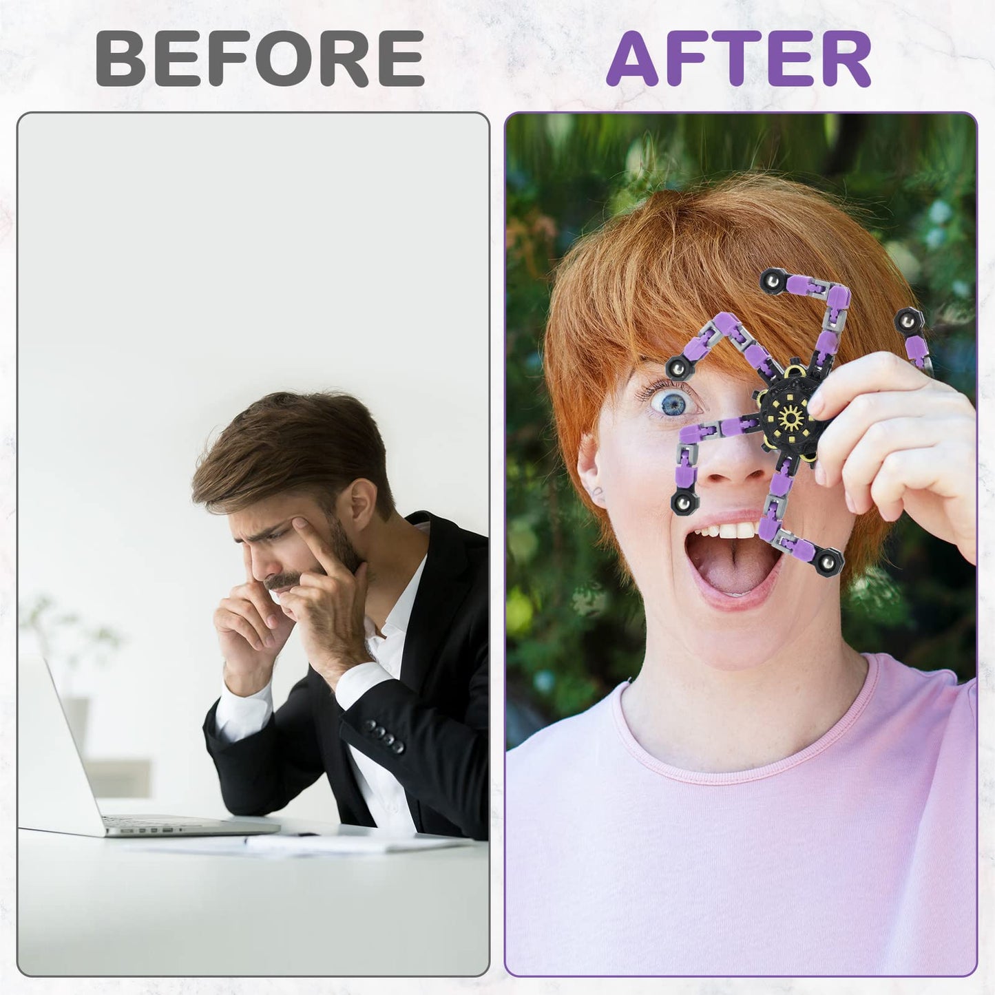 100 Pcs Funny Sensory Fidget Toy Bulk Transformable Chain Robot Finger Toys Fidget Spinners Stress Relief Fingertip Gyro Deformable Mechanical Spiral Twister Spinner for Adult Kids ADHD(Classic)