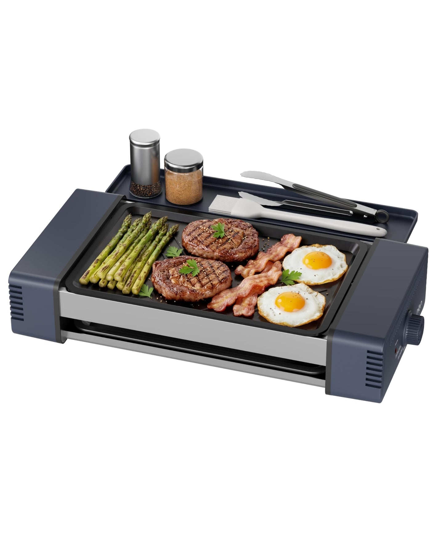 HBN Indoor Grill and Electric Griddle, 3-in-1 Smokeless Indoor Grill with Grill Rack & Nonstick Griddle & Sausage Grill Korean BBQ grill for Kitchen, Dishwasher Safe, 400F