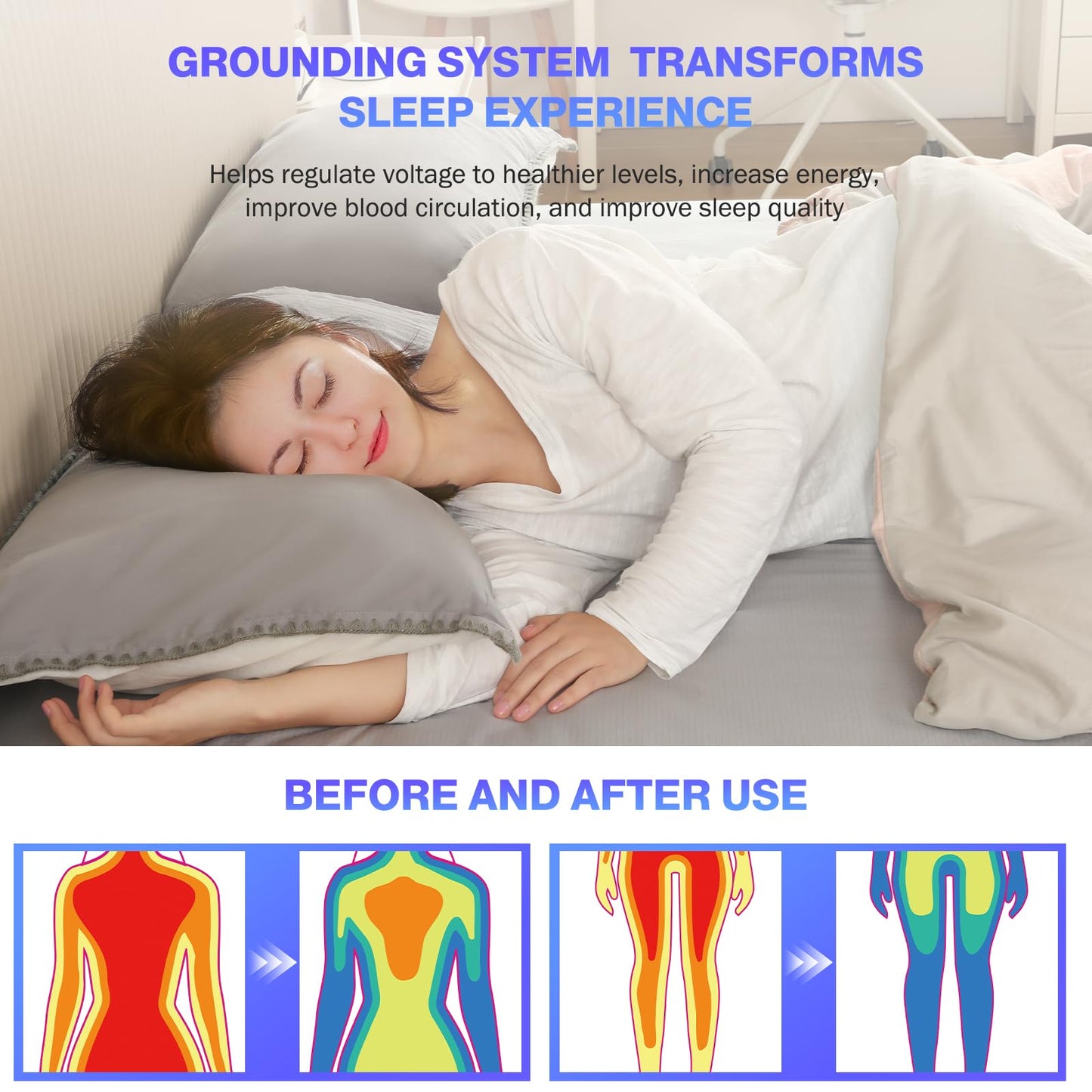 Grounding Sheets Queen Size, Earth Grounded Fitted Bed Sheet with 10% Pure Silver Fiber + 90% Organic Cotton, for Improved Sleep & Wellness (Gray, Queen - 80"x60"x15")