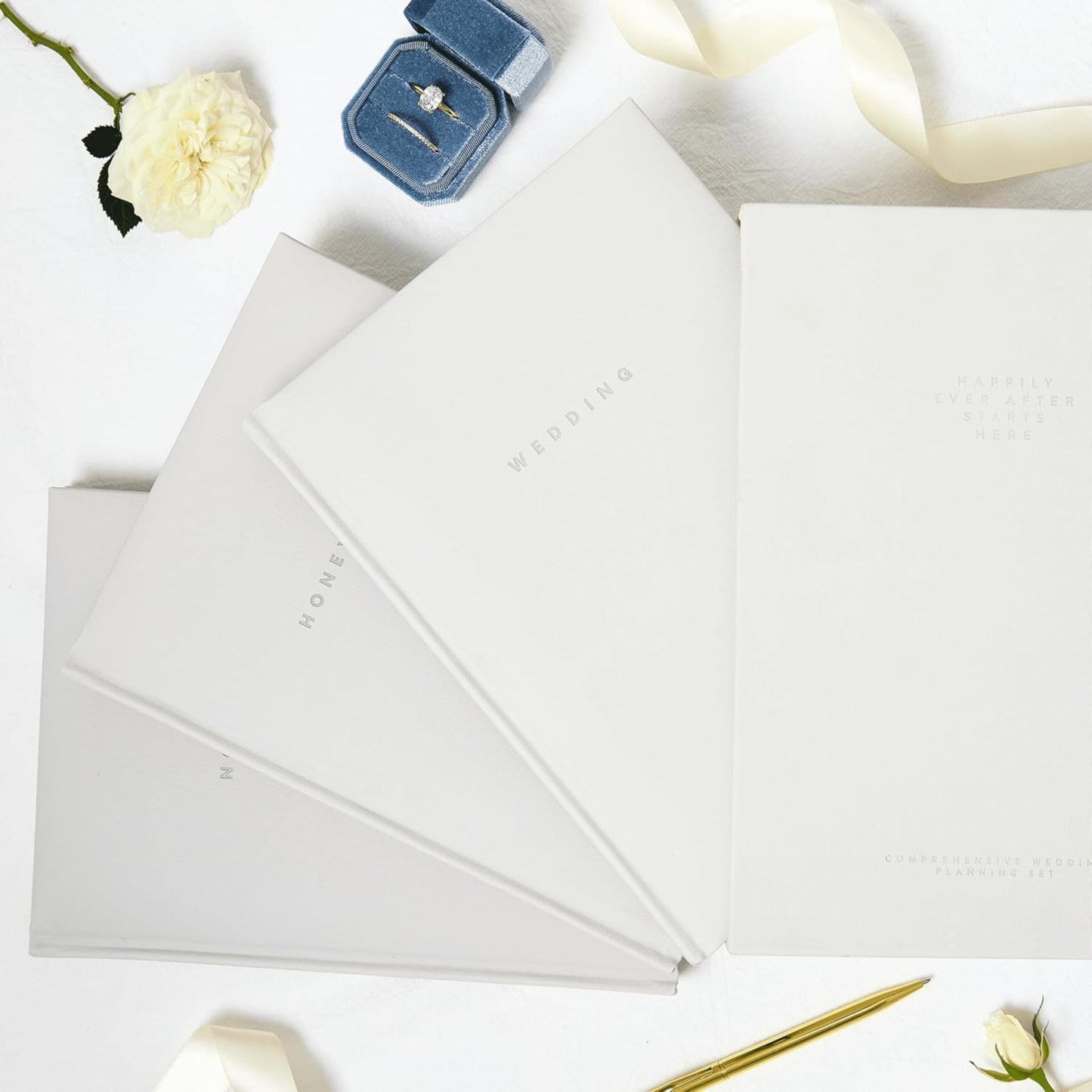 Scribble & Dot™ Elegant Wedding Planner Set for USA Weddings | Complete 3-Piece Set | Wedding | Honeymoon Planner | Bridesmaids Notebook | Engagement Gift | USA Weddings Organizer