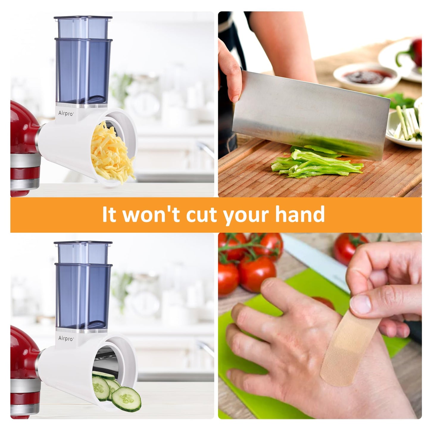 Slicer Shredder Attachment for Kitchenaid Stand Mixer, Salad Machine with Vegetable Slicer, Salad Maker, Food Slicers Cheese Grater Attachments for Kitchenaid Mixer Dishwasher Safe By Airpro,Blue