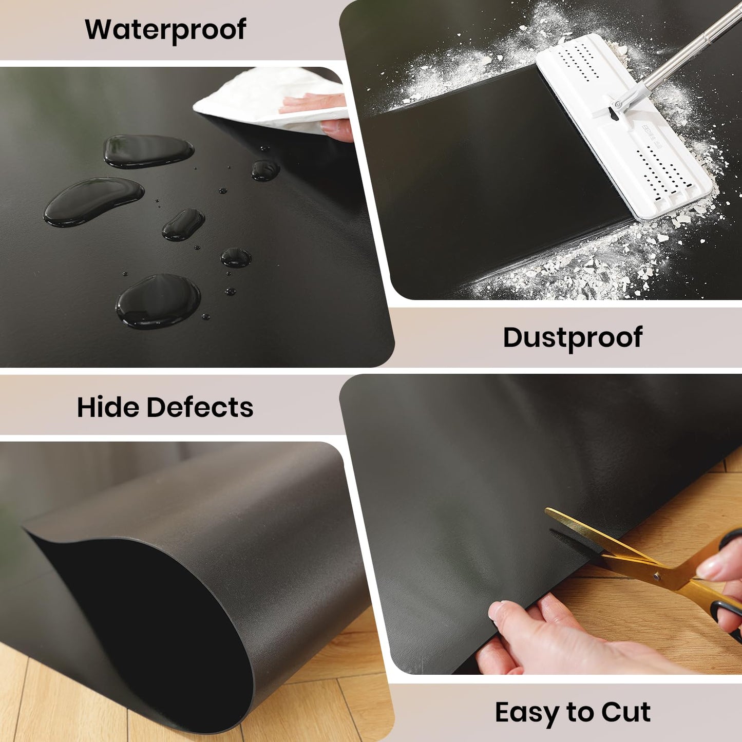 Black Office Chair Mat for Hardwood Floor, 36 x 48 Inch Computer Desk Chair Mat, Plastic Floor Protectors for Chairs, Heavy Duty Wood Tile Floor Mats for Home Laundry Dining Area