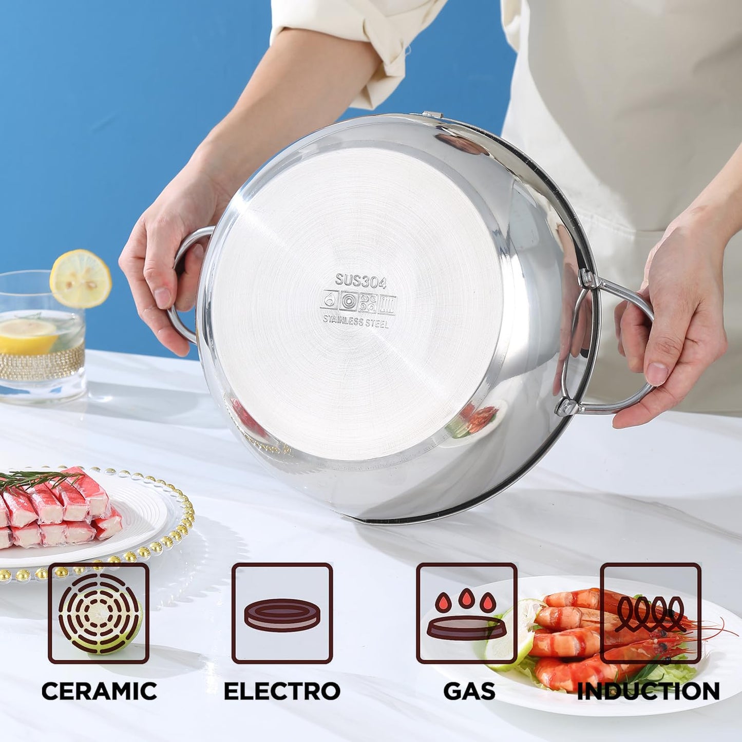 Deep Fryer Pot 11 Inch Large Stove Top with °F Temperature Control and Oil Drip Drainer Rack for French Fries Chicken Japanese Tempura