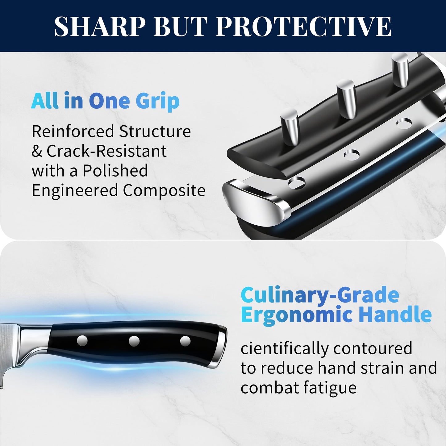 Knife Set, 15 Piece Premium Kitchen Knife Block Set, Razor-Sharp, High Carbon Stainless Steel Chef Knife, Ergonomic Forged Triple Rivet Handle, Black Sharp Knife Set for Kitchen, Dishwasher Safe