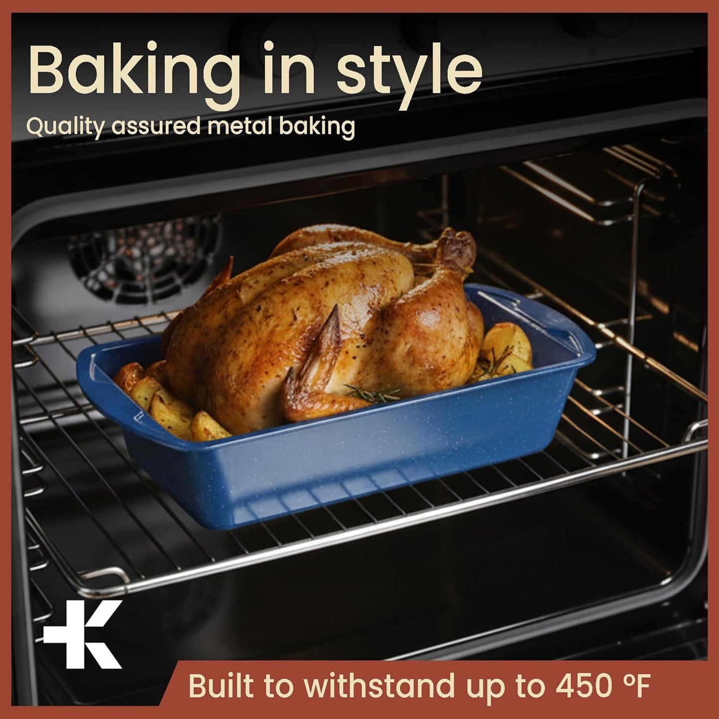 Nonstick Loaf Pan Set Pack of 4, Carbon Steel 11" Large Baking Bread Pan, Oven Safe Up to 450°F, PFOA, PFOS, PTFE Free, Space Saving Stackable Design, Stain Resistant, Dishwasher Friendly, Blue Marble