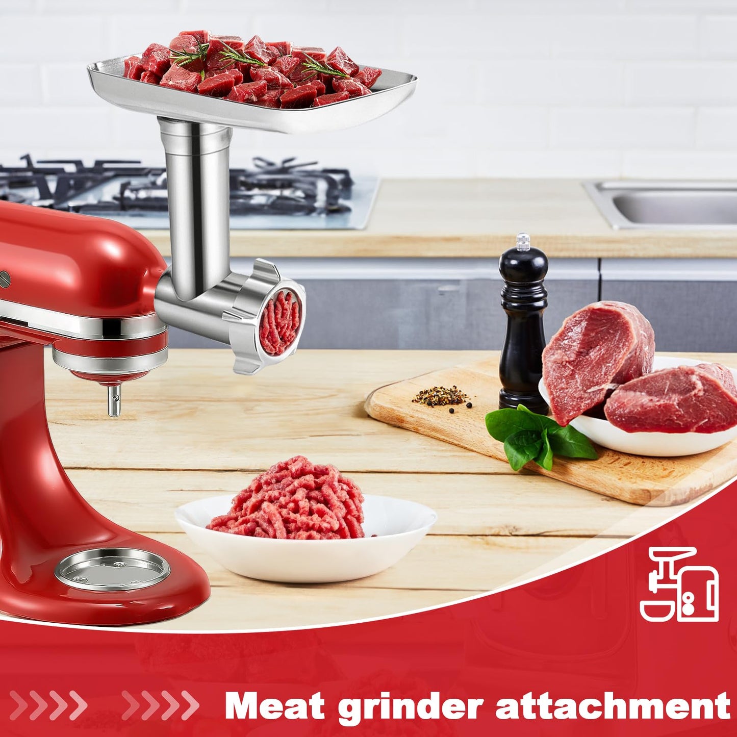 Meat Grinder Attachment for Kitchenaid Stand Mixer Stainless Steel, Meat Grinder Accessory for Kitchenaid Mixer