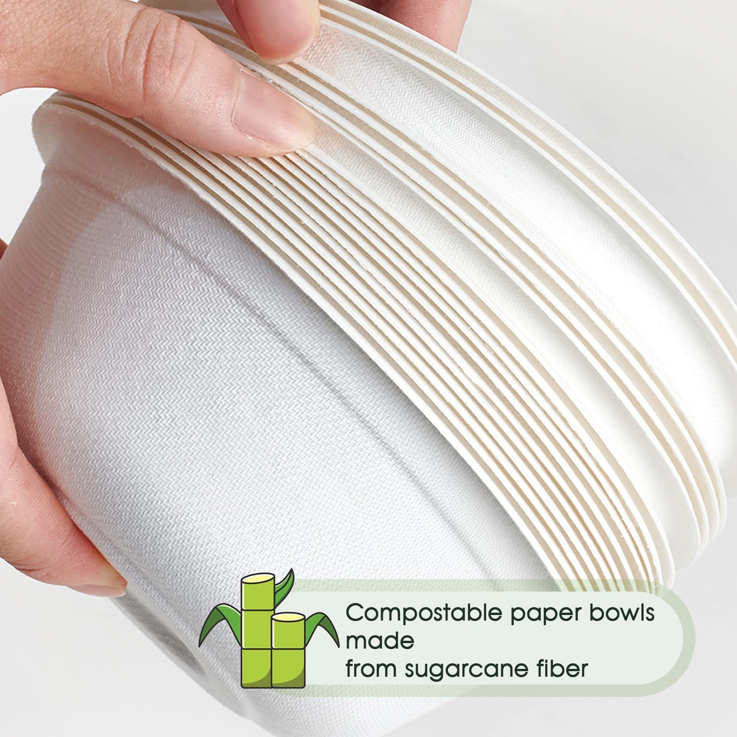 ECOLipak 500 Pack 12 oz Paper Bowls Disposable, Heavy-Duty Biodegradable Compostable Bowls Made of Natural Sugarcane Bagasse, Suitable for Salad, Dessert, Milk, Cereals