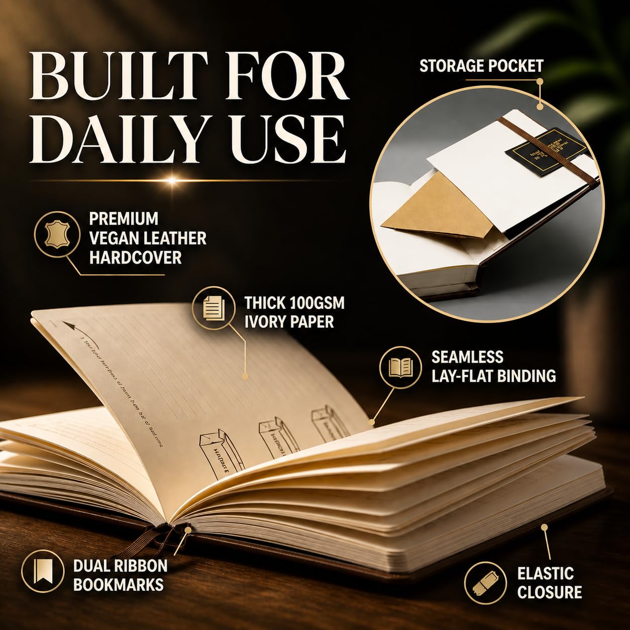 Journal & Pen Set for Men | Guided Mindfulness Journal with Brass Pen | 13-Week Self Mastery System for Gratitude, Reflection & Self Improvement | A5 Vegan Leather | Premium Gift Box