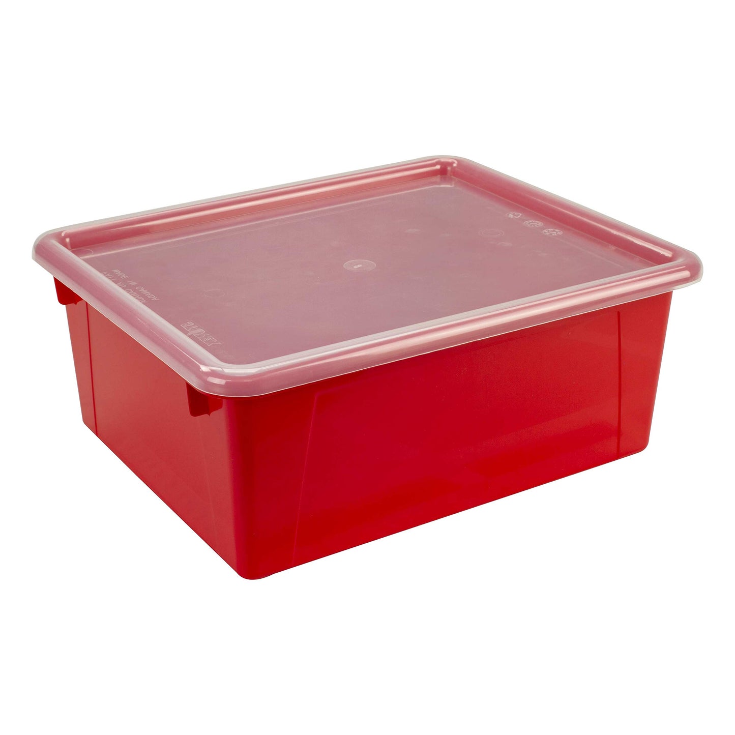Storex Letter Size Deep Storage Tray – Organizer Bin with Non-Snap Lid for Classroom, Office and Home, Red, 5-Pack (62545A05C)