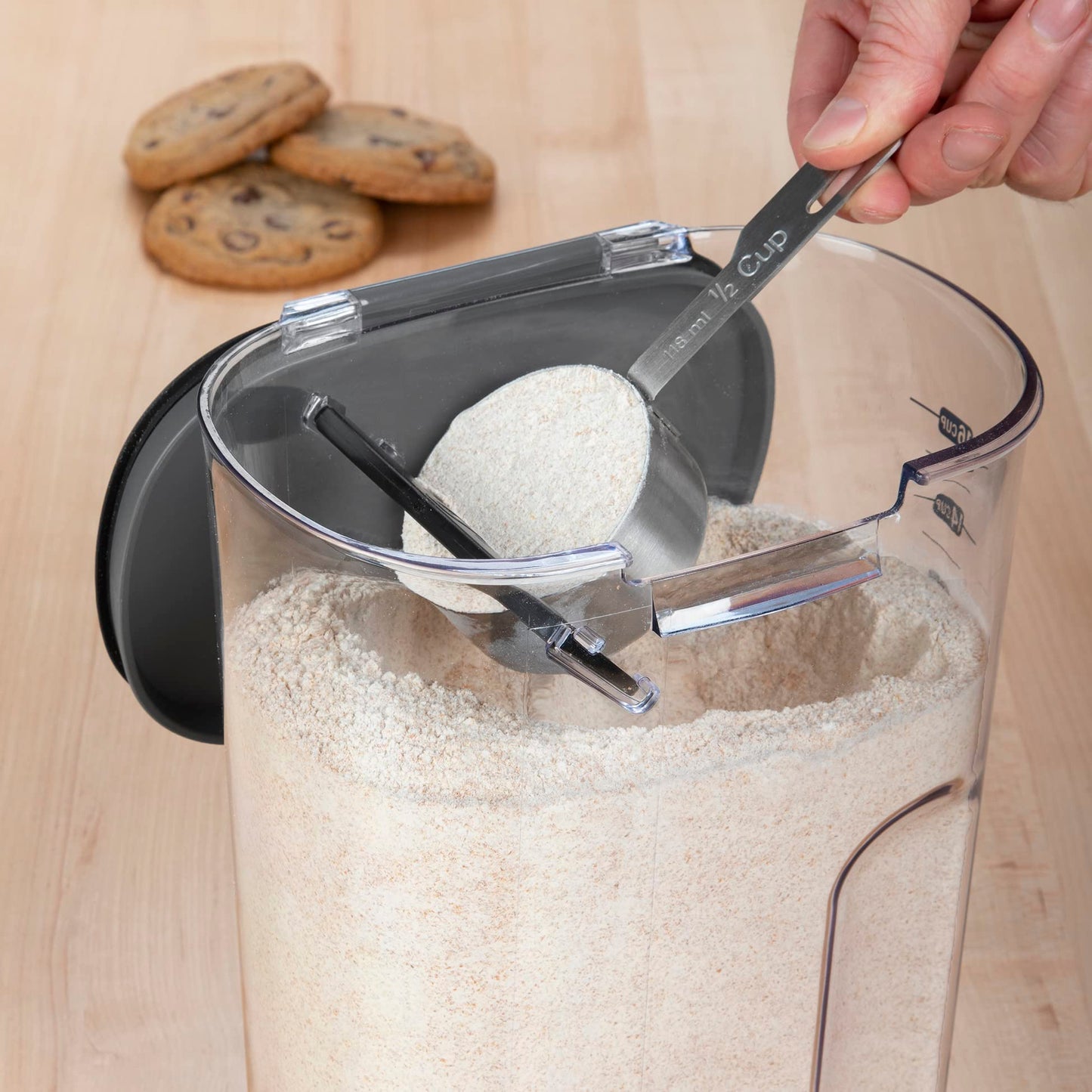 Progressive International ProKeeper+ Clear Plastic Airtight Food Baker's Kitchen Storage Organization Container Canister Set with Magnetic Accessories, 2- Piece Set (Flour 4-Quart)