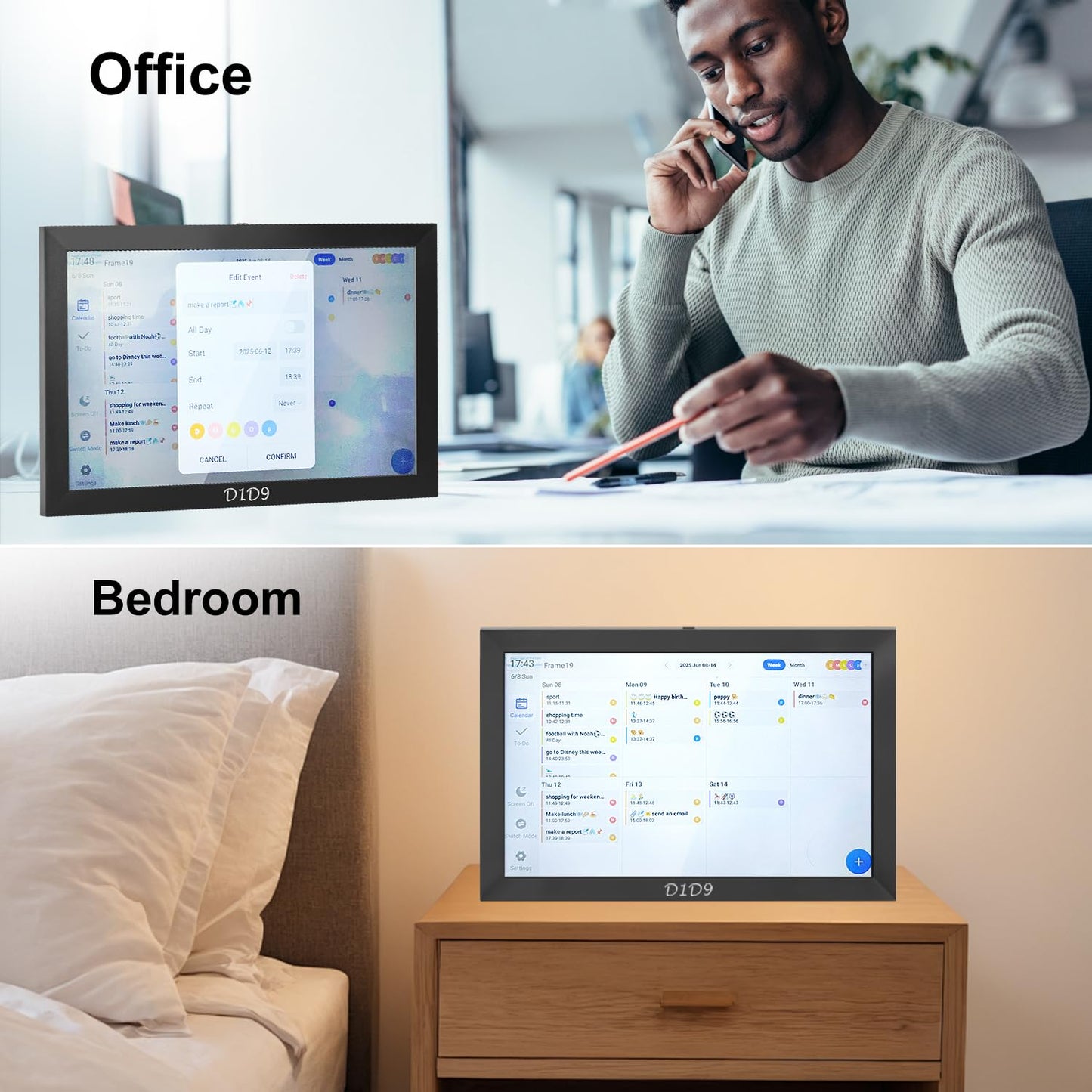 10.1 Inch Smart Digital Calendar, Chore Chart, Meal Planner, HD Touchscreen Smart Family Planner, Hearth Display Desk Digital Calendar Seamless Scheduling, for Home, Kitchen, Office, School