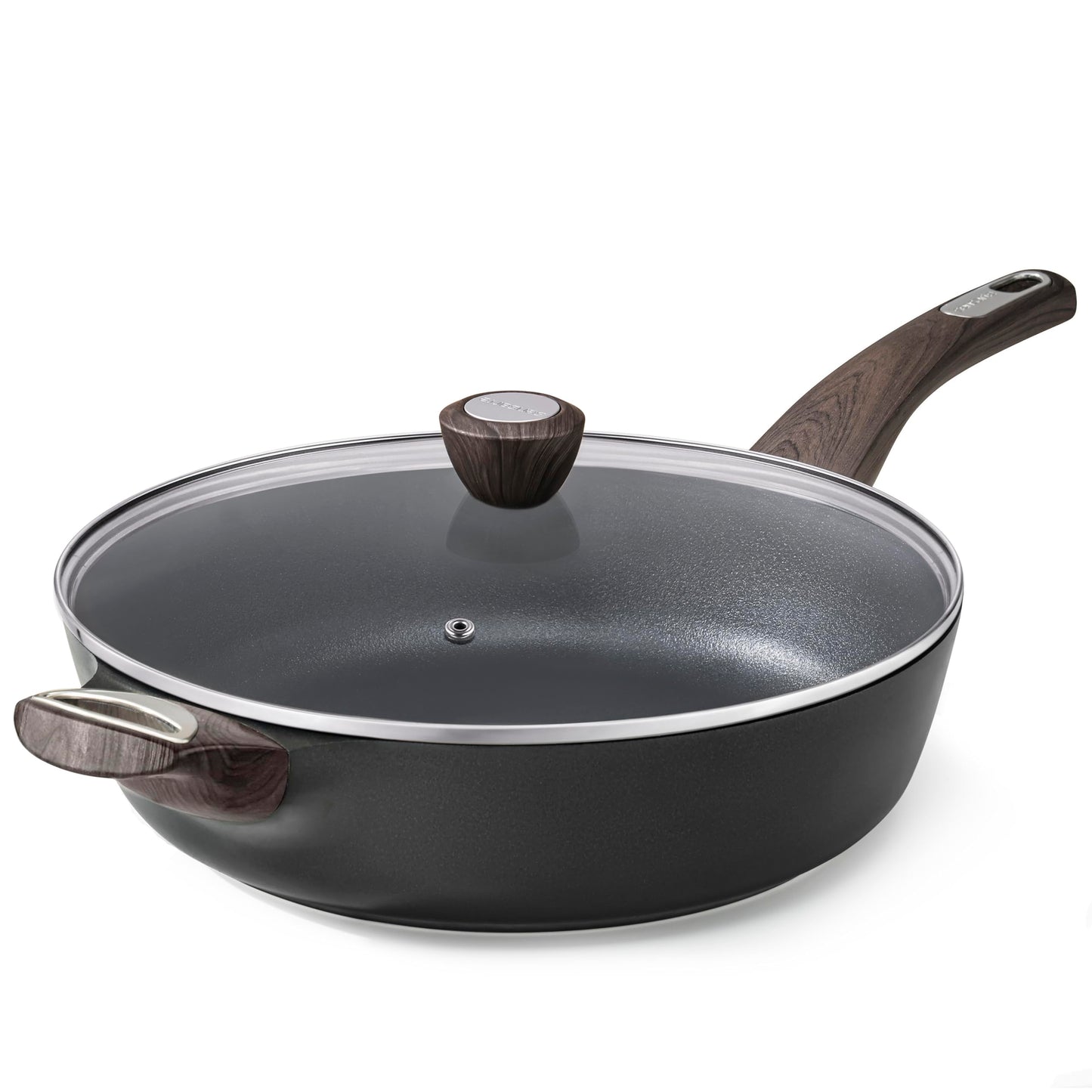 SENSARTE Nonstick Frying Pan Skillet with Lid, 10.5 Inch Deep Frying Pan, 3.8 Qt Non Stick Saute Pan with Cover, Induction Pan, Healthy Non Toxic Cooking Pan with Helper Handle, PFOA PFOS Free